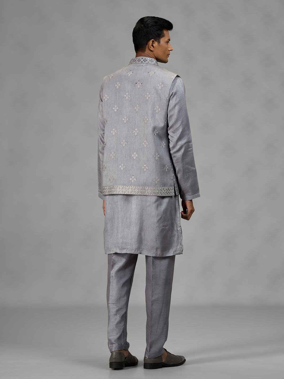 Grey paisley mens waistcoat set