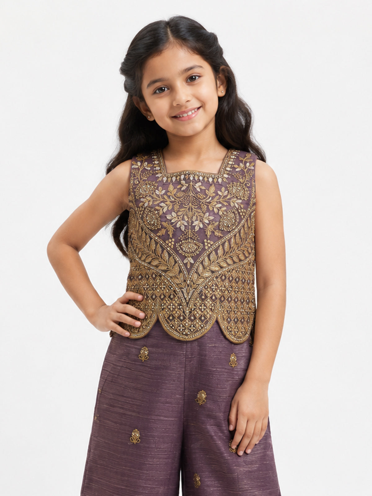 Pastel dusty purple girls palazzo suit