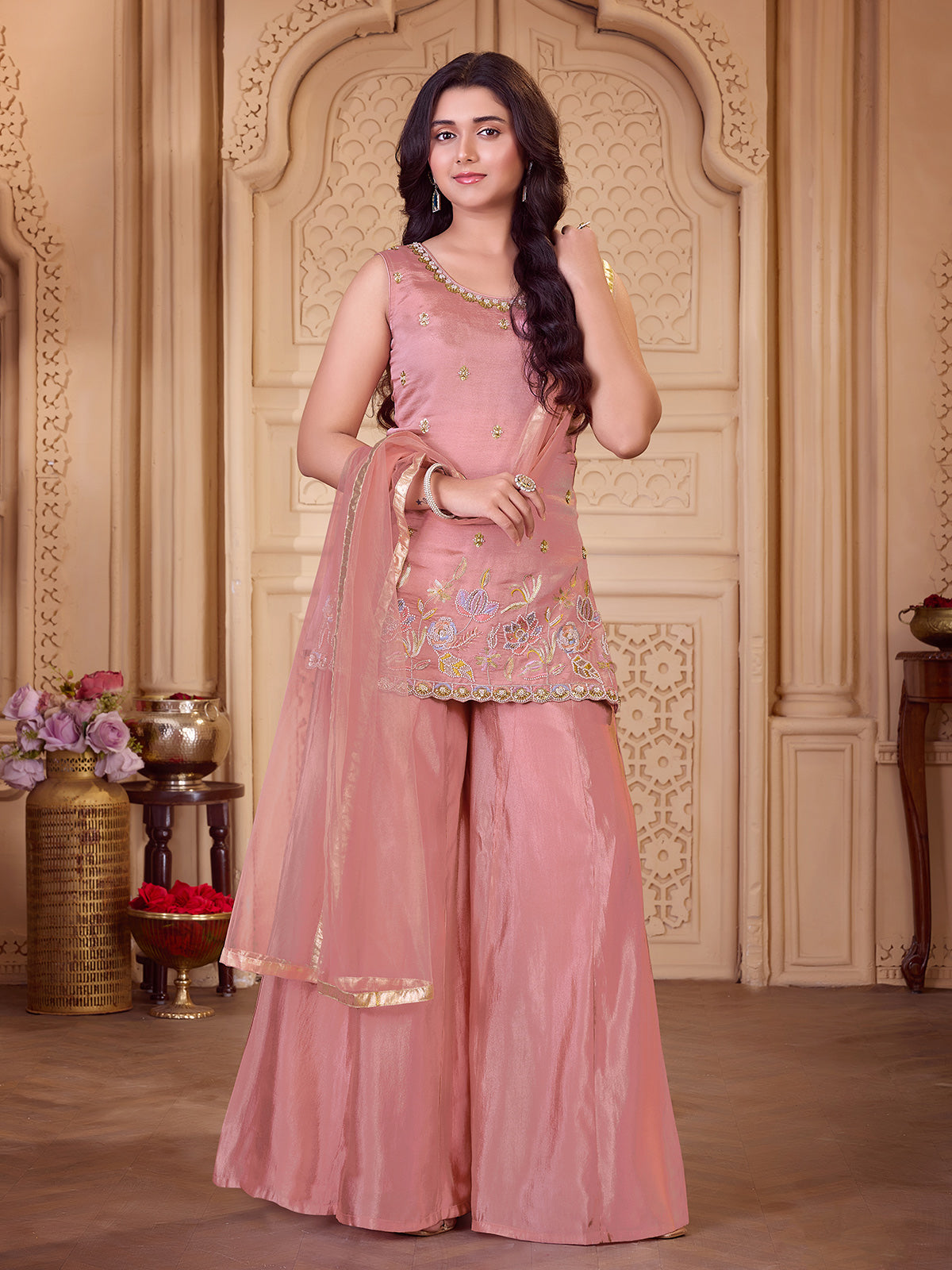 Onion pink girls sharara suit