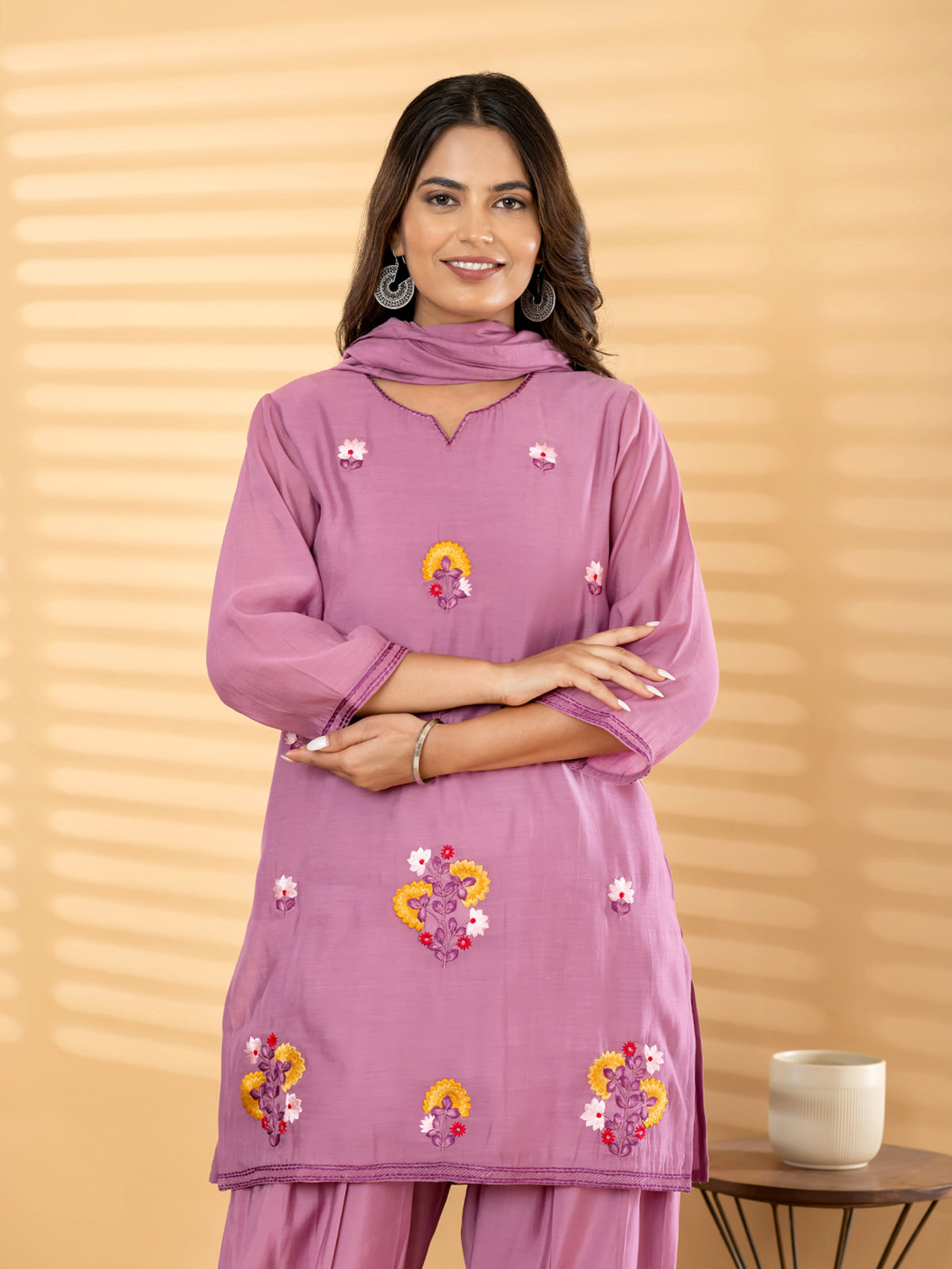 Lavender floral salwar women kurti set