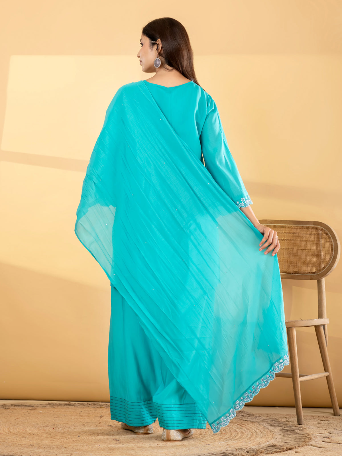 Blue floral salwar women kurti set