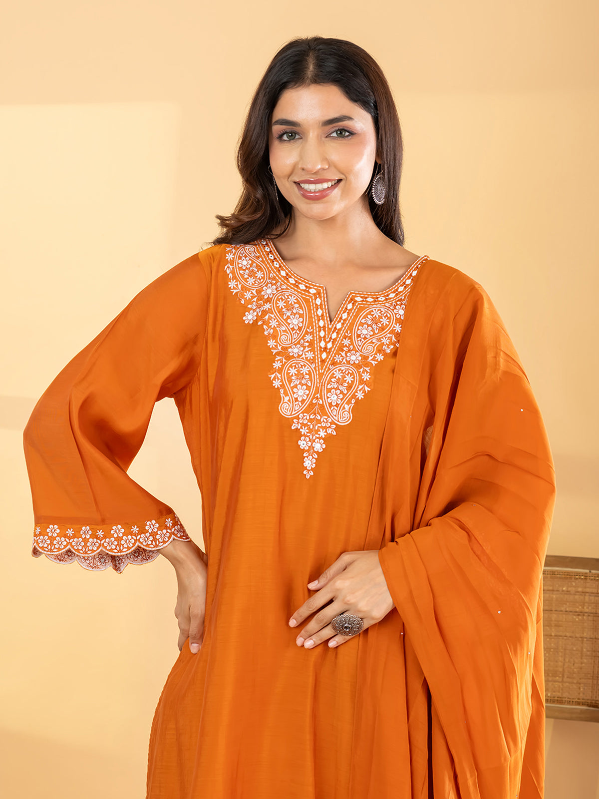 Rust orange paisley salwar women kurti set