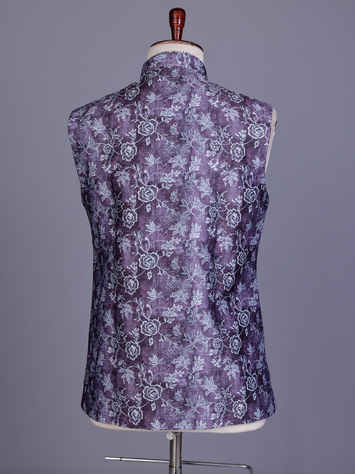Purple regal printed mens waistcoat