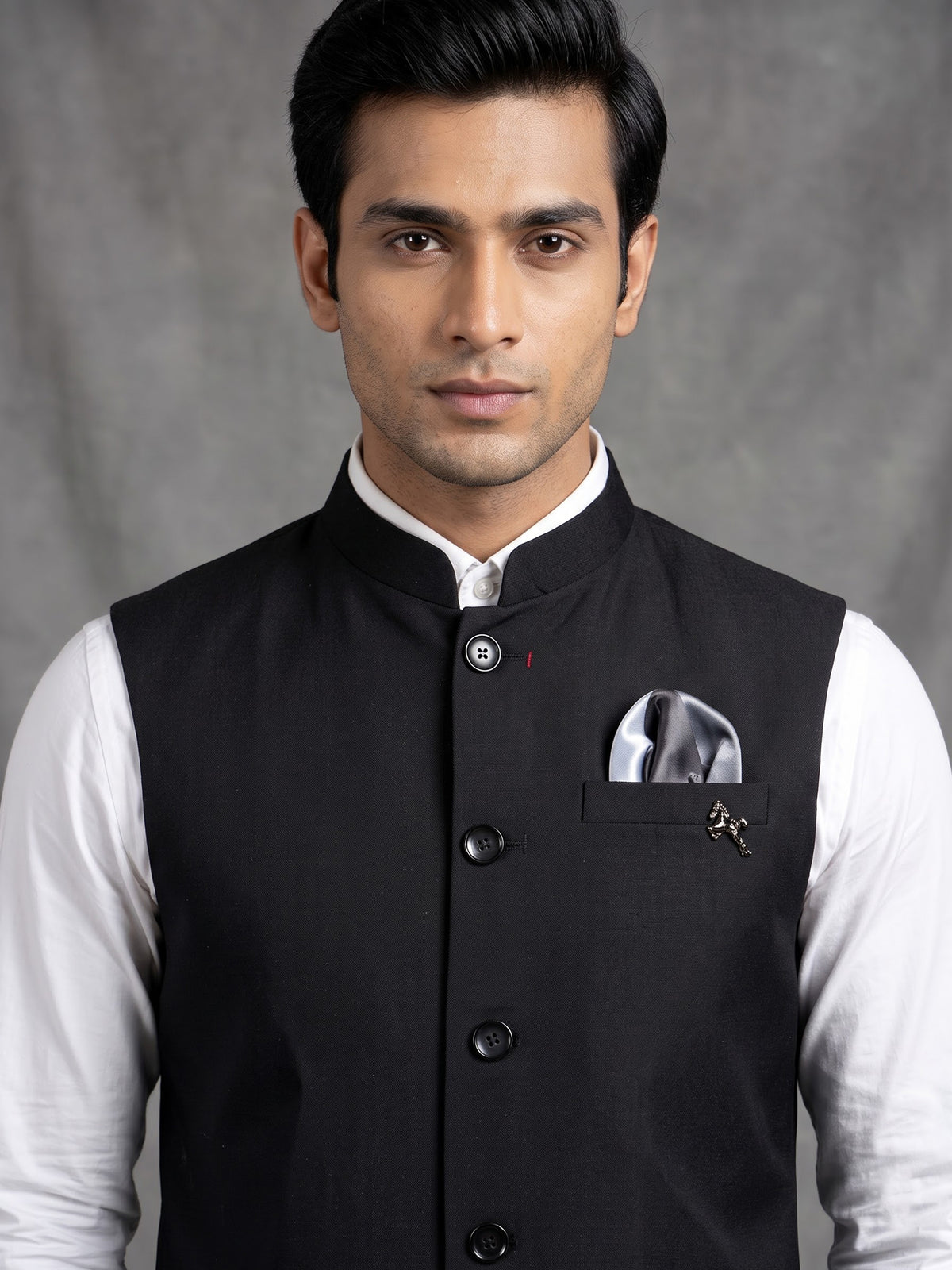 Black polished mens waistcoat