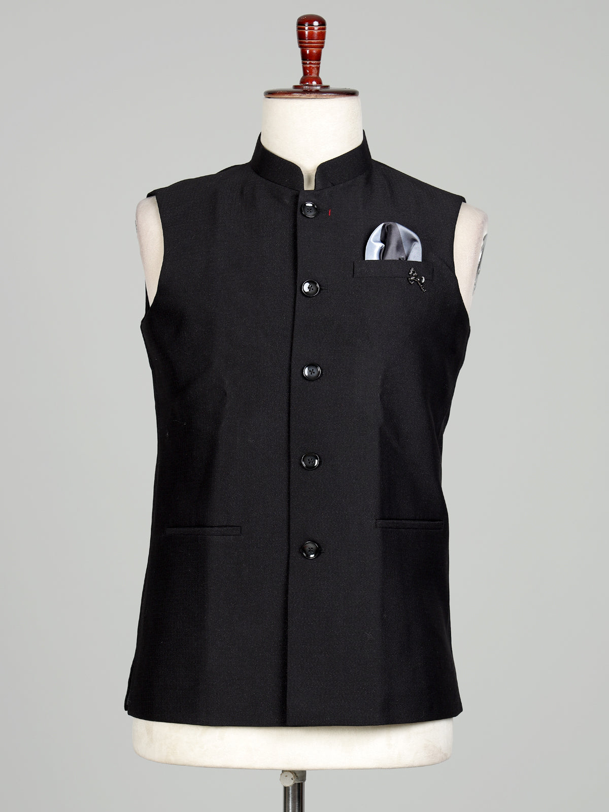 Black polished mens waistcoat