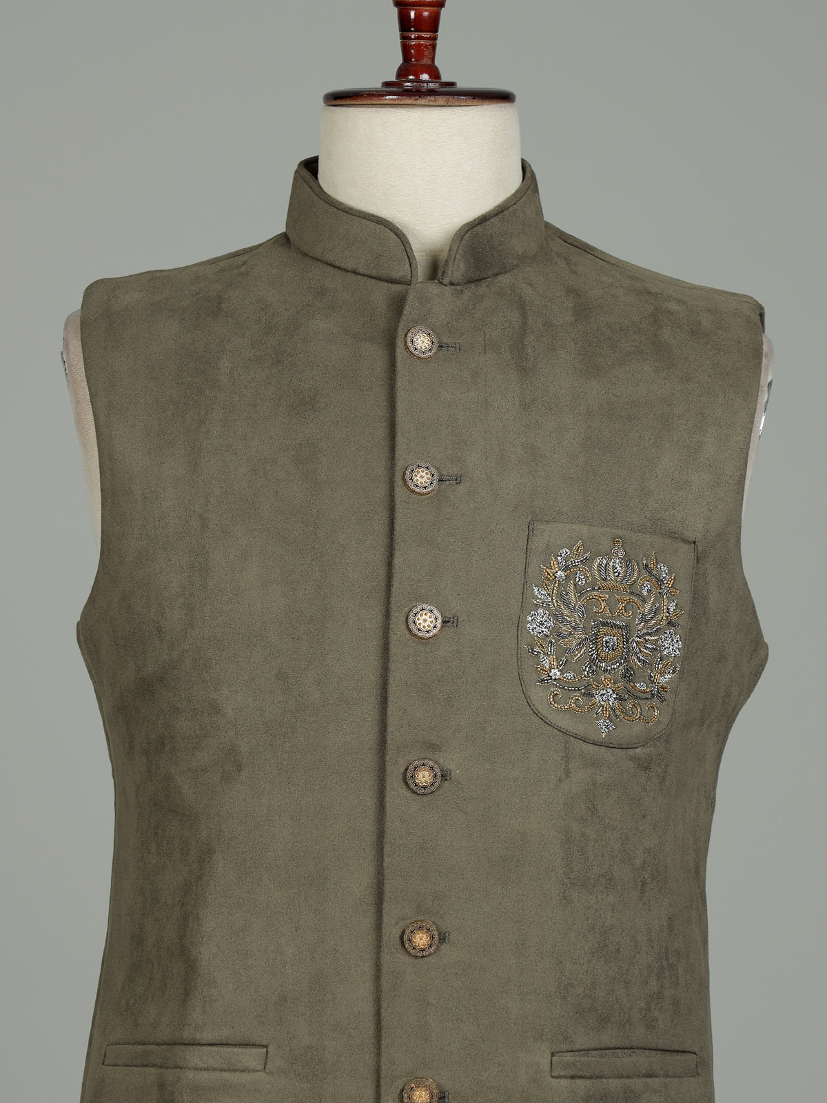 Mehendi olive premium mens waistcoat