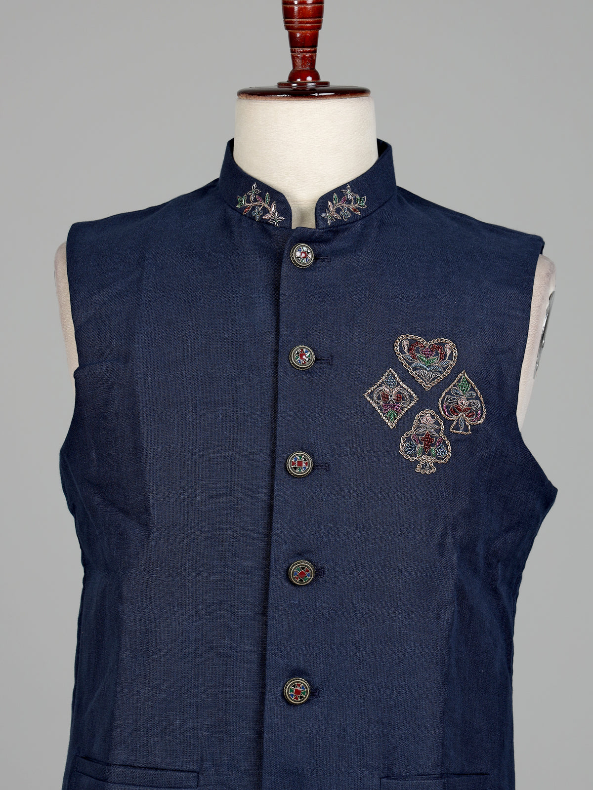 Blue zardosi mens waistcoat