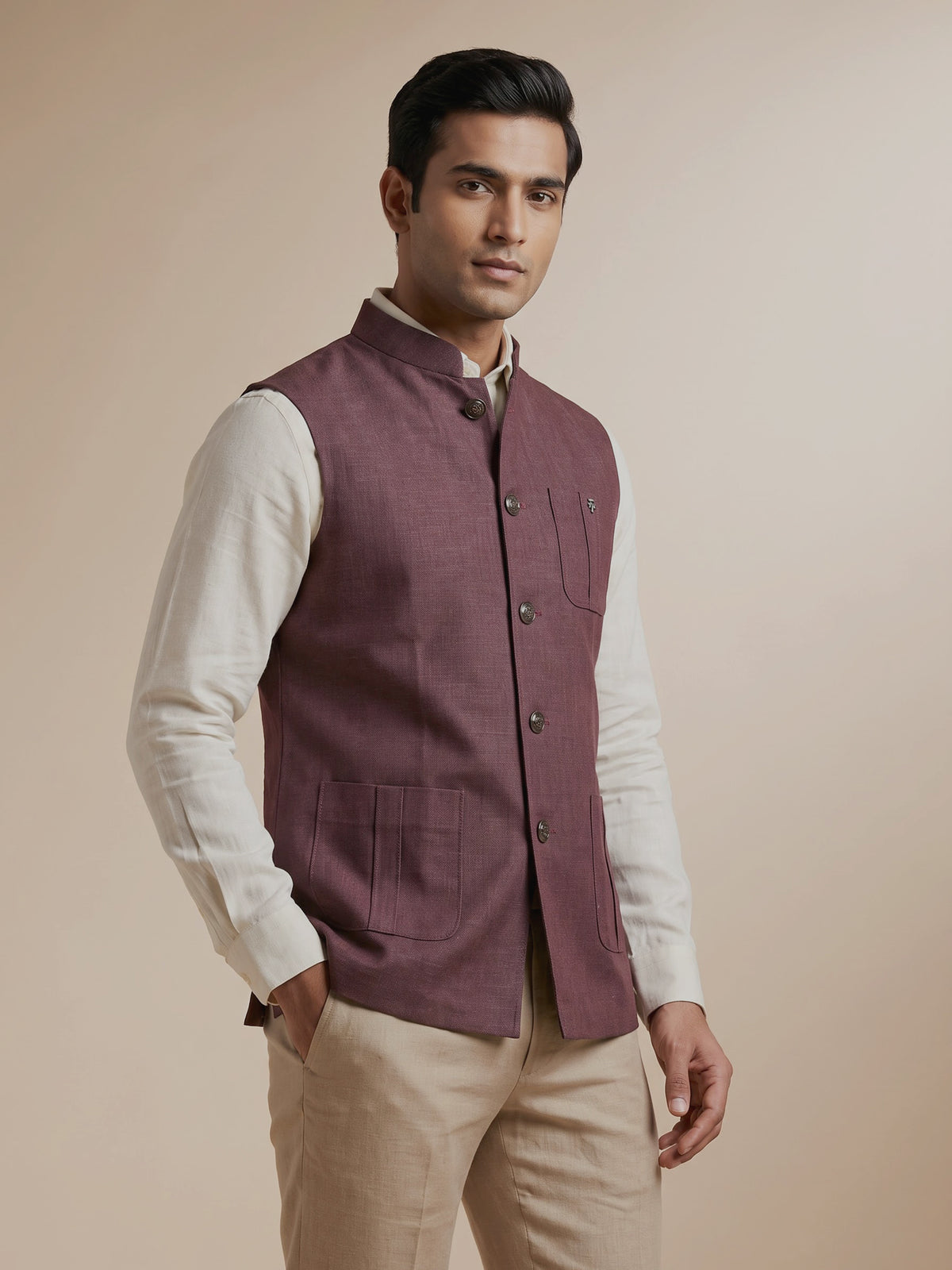 Earthy wine classic mens waistcoat