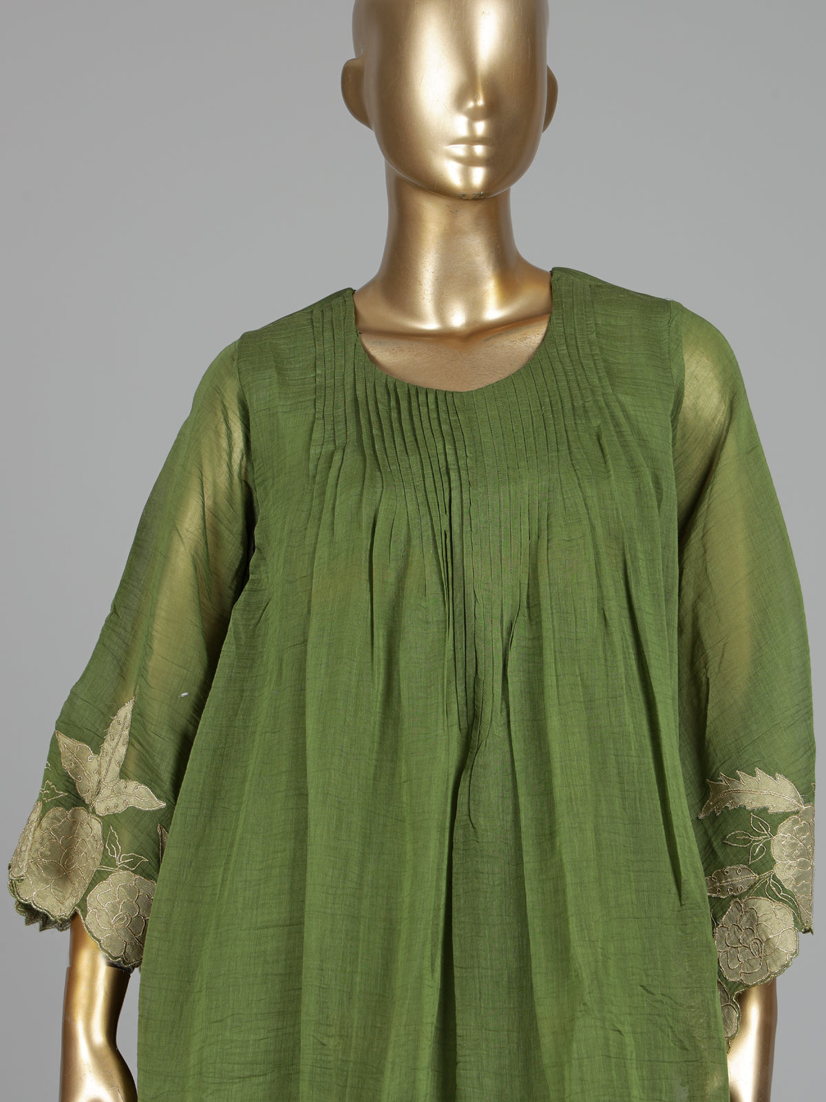 Olive green embroidered kurti set