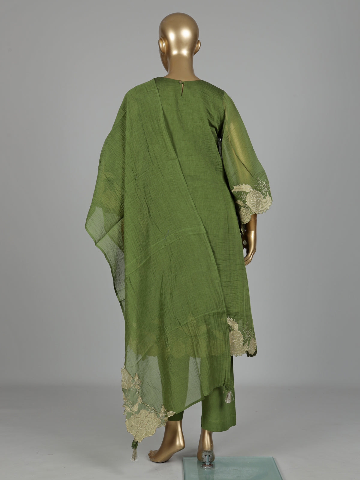 Olive green embroidered kurti set