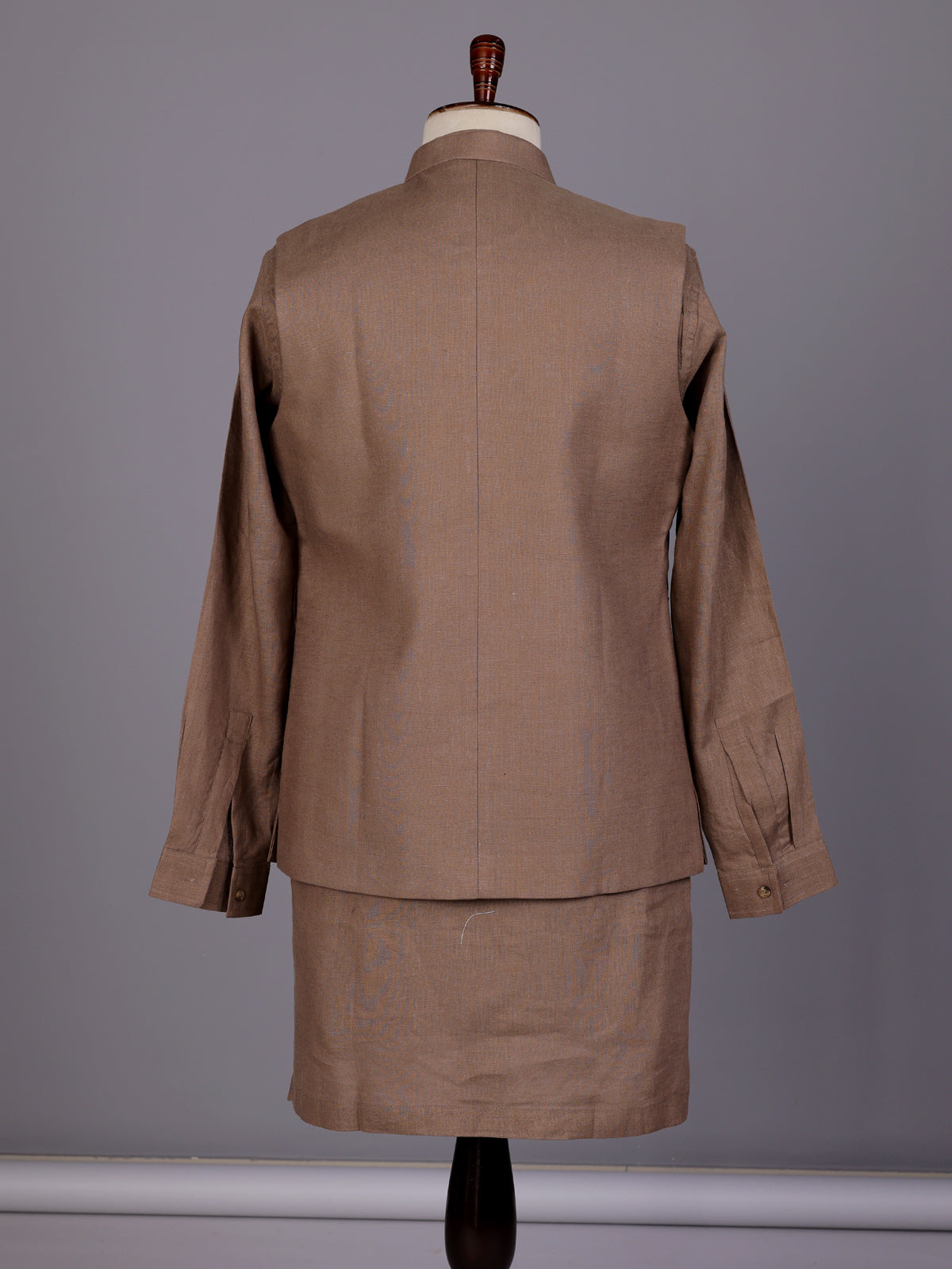 Brown floral thread waistcoat set for mens weddings