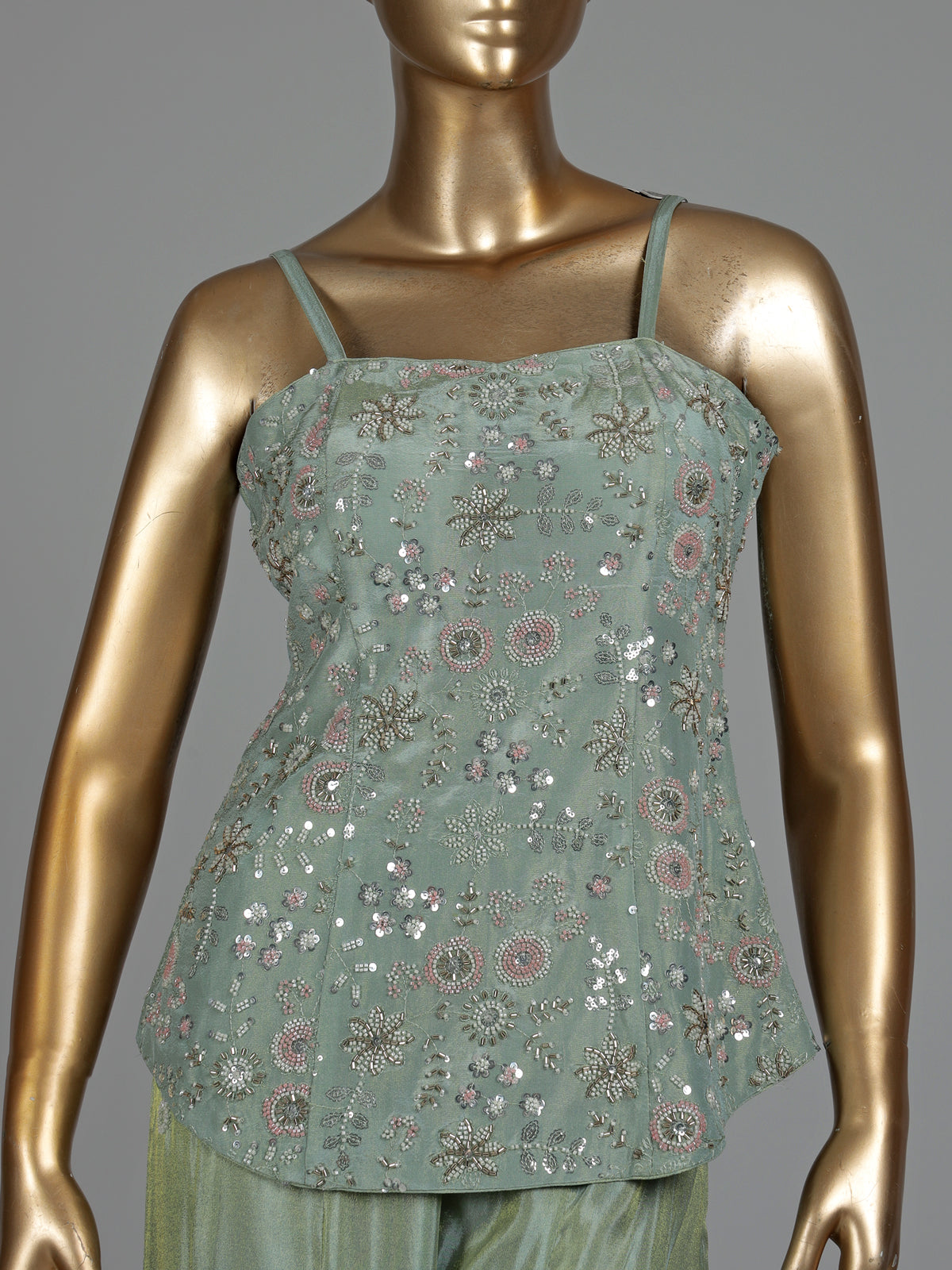 Sage mint embellished palazzo suit