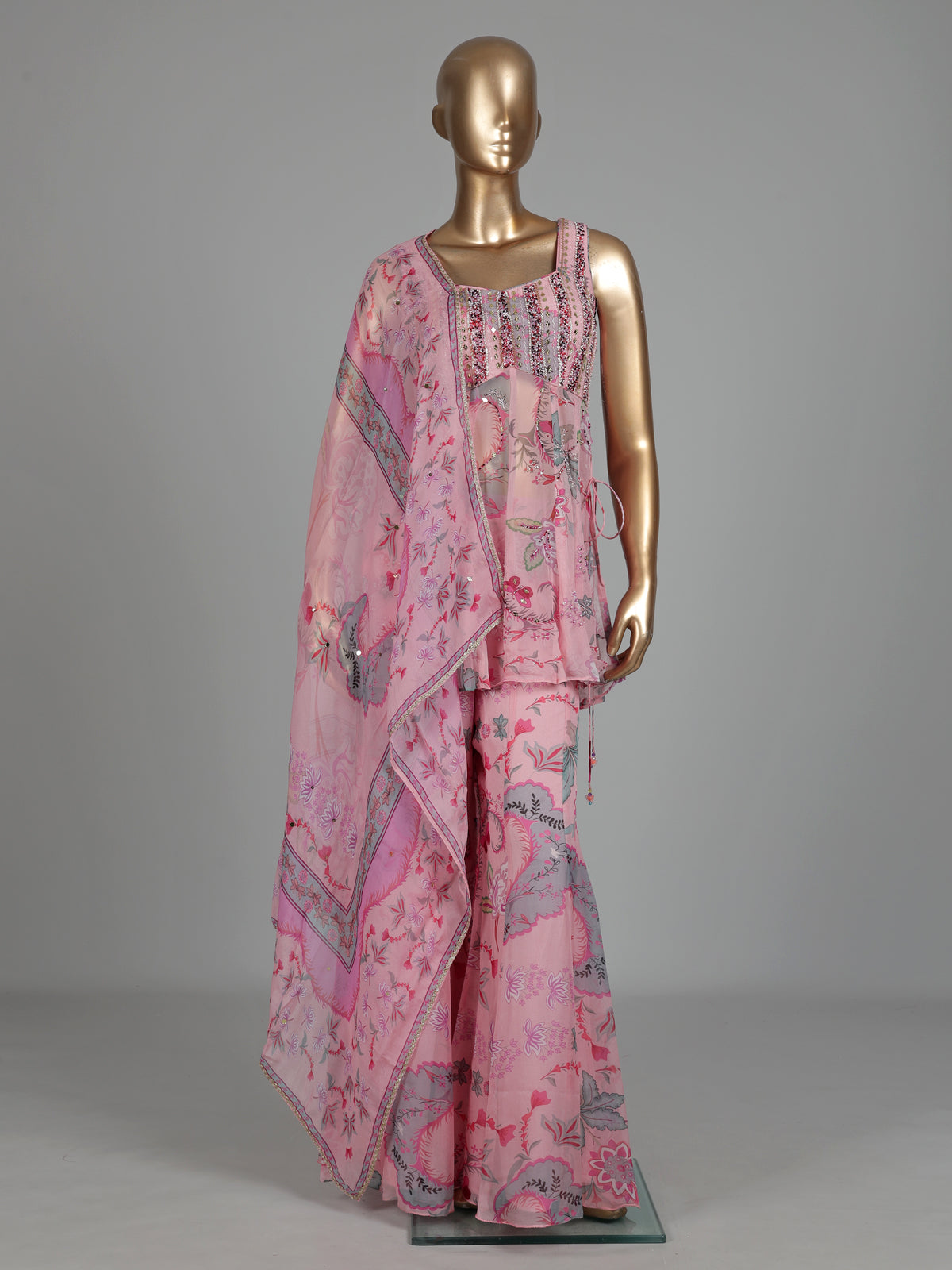 Pastel blush pink palazzo suit