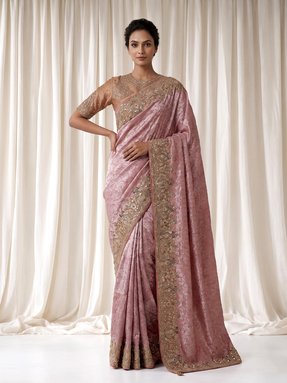 Onion pink designer women saree