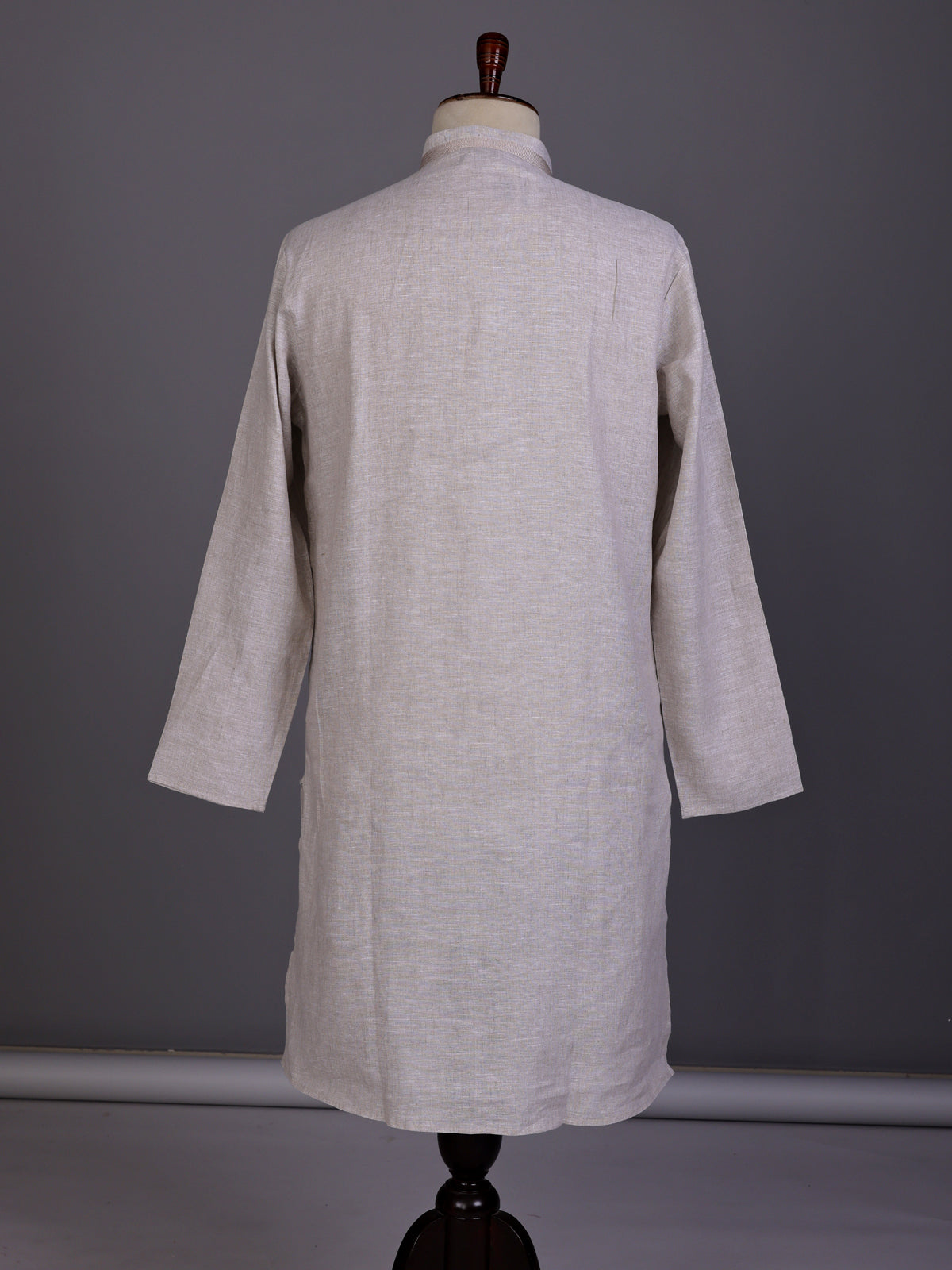 Beige tone-on-tone thread kurta suit with pants for mens