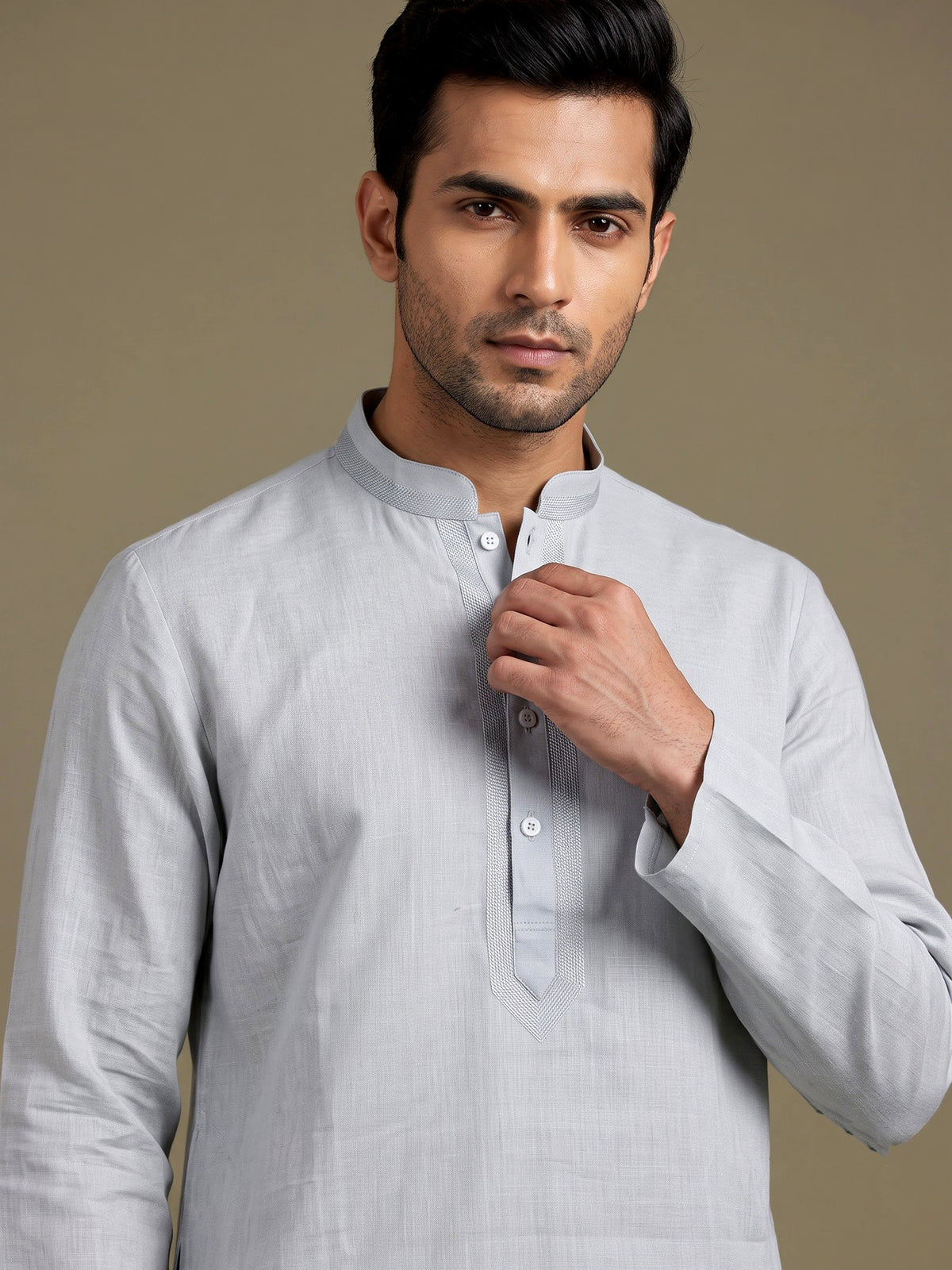 Mint green tone-on-tone thread kurta suit with pants
