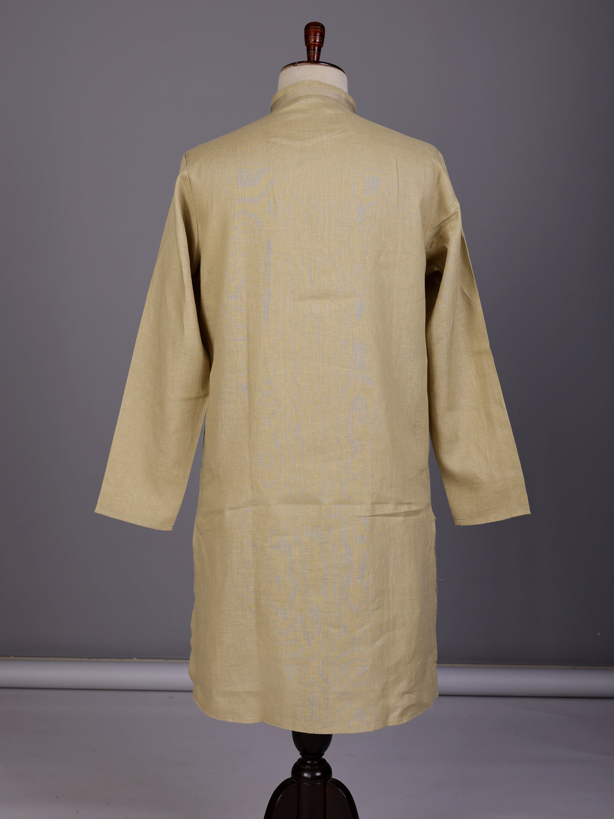 Beige tone-on-tone thread kurta suit with for men