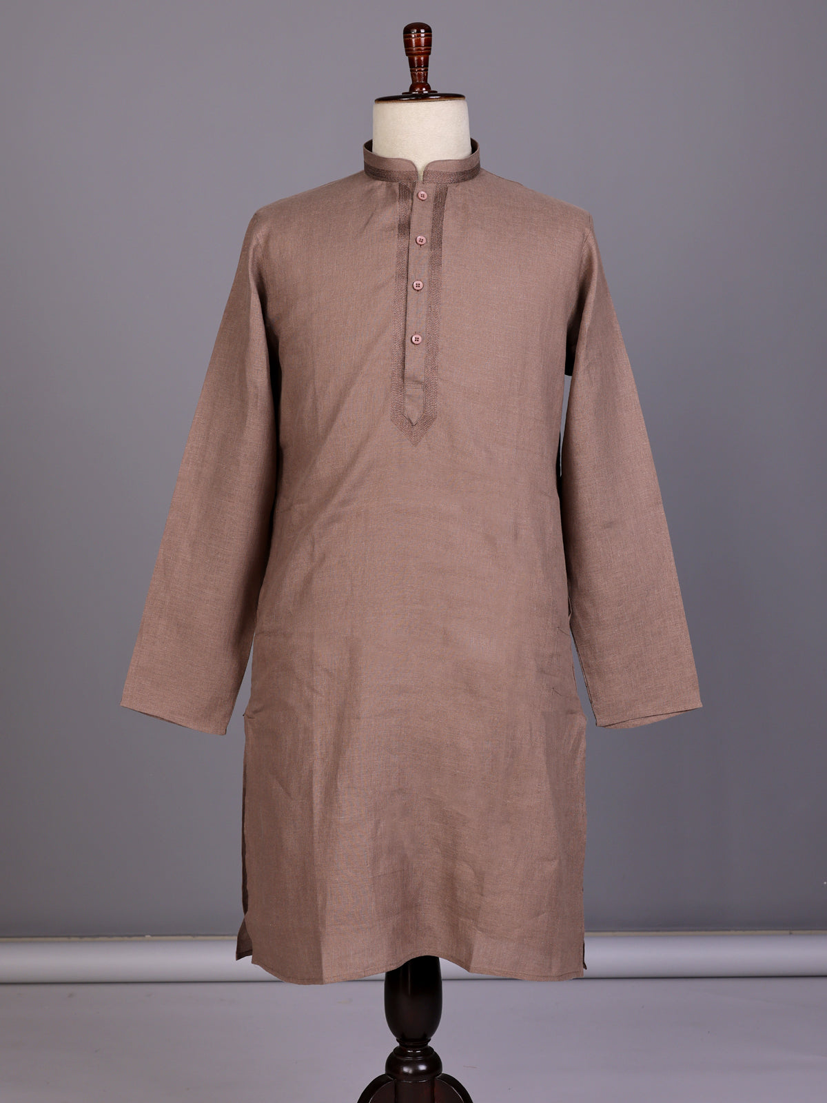 Light brown tone-on-tone thread kurta suit with pants