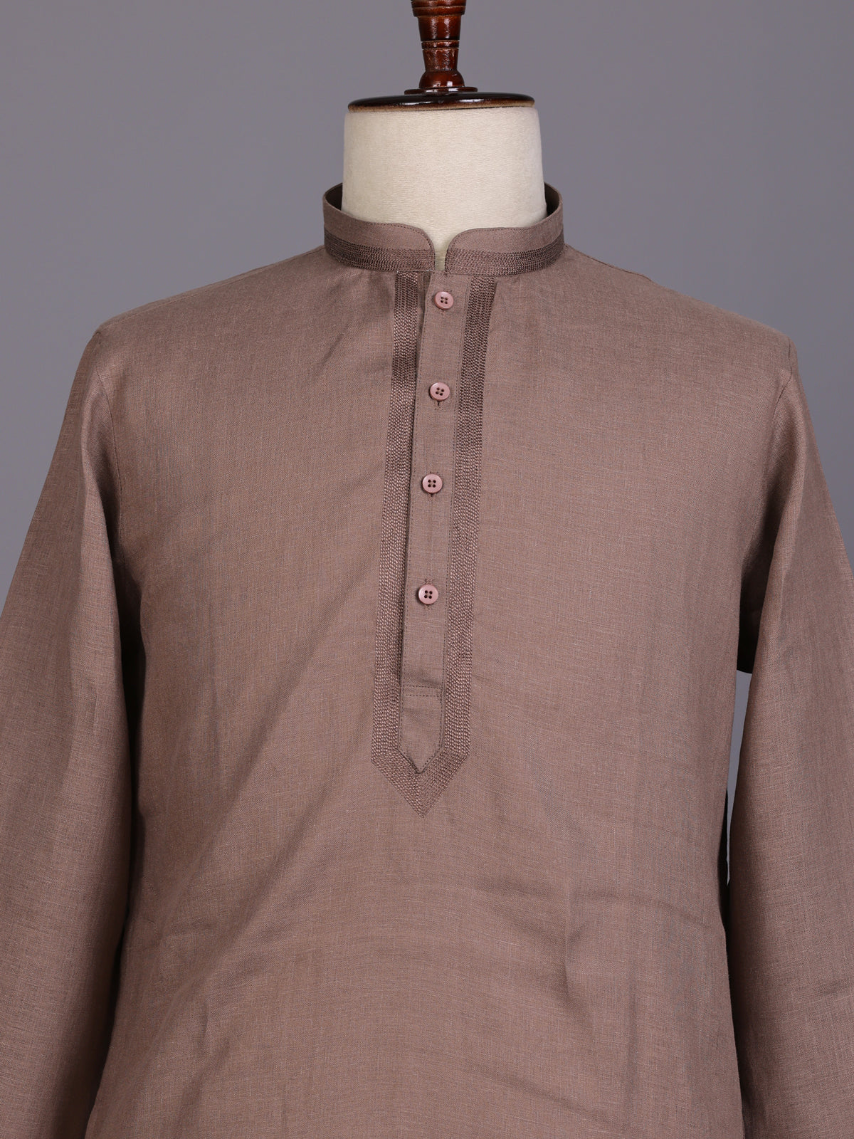 Light brown tone-on-tone thread kurta suit with pants