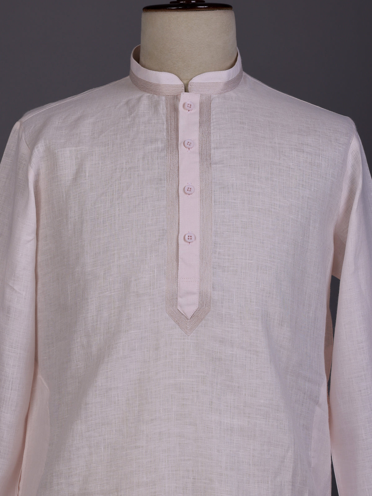 Light pink tone-on-tone thread kurta suit for mens occasions