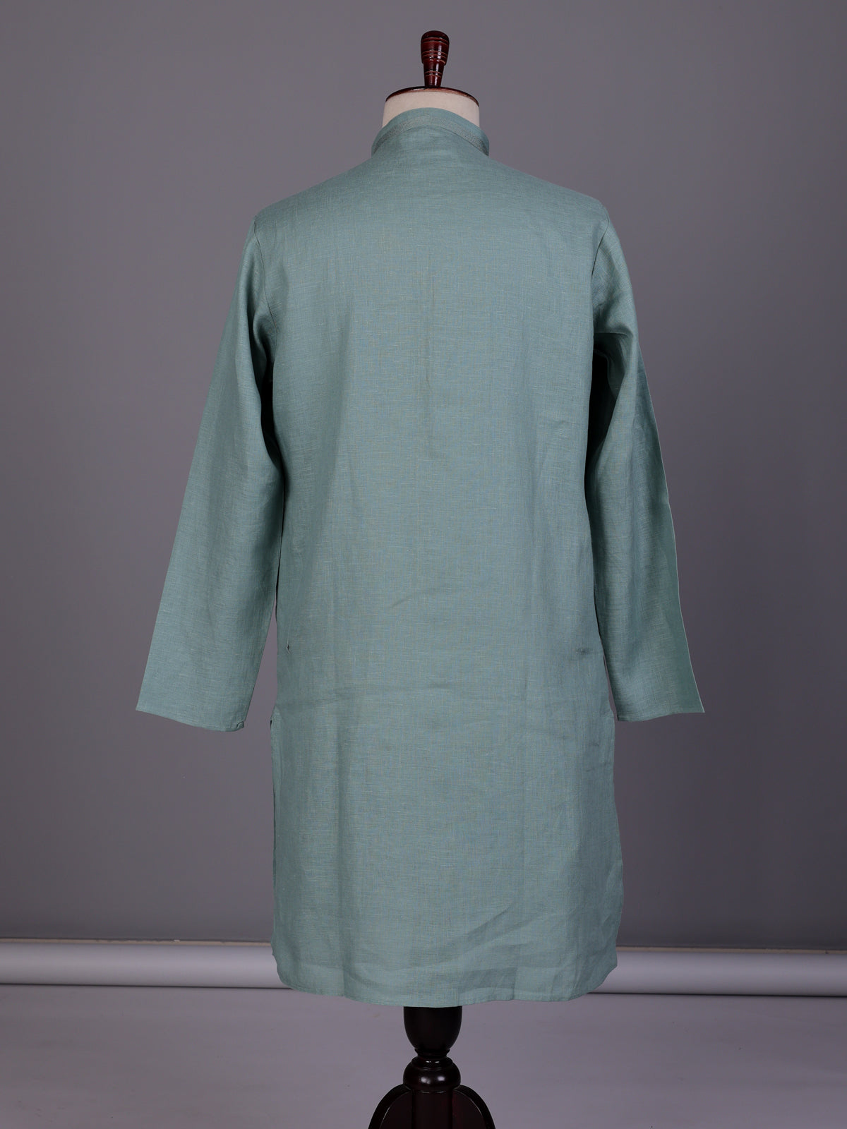 Green tone-on-tone thread kurta suit with pants for mens