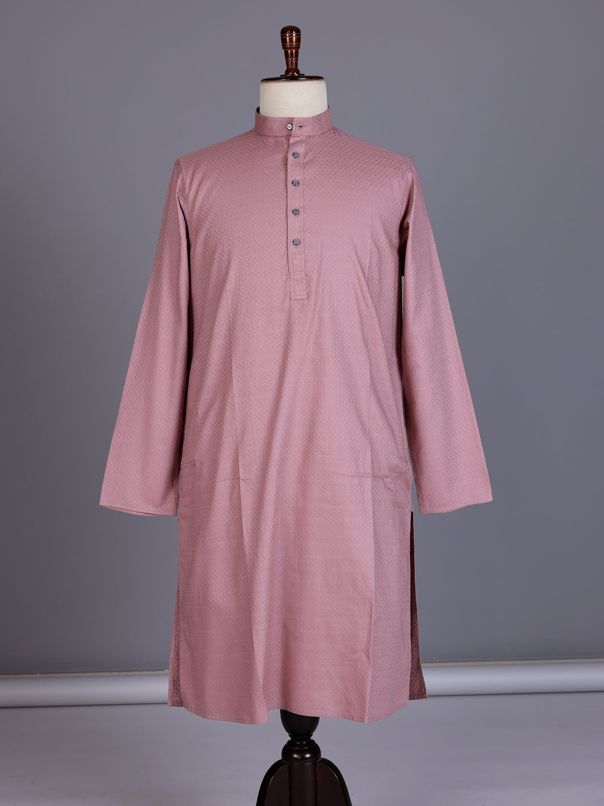 Dusty pink cotton silk blend kurta suit with thread texture