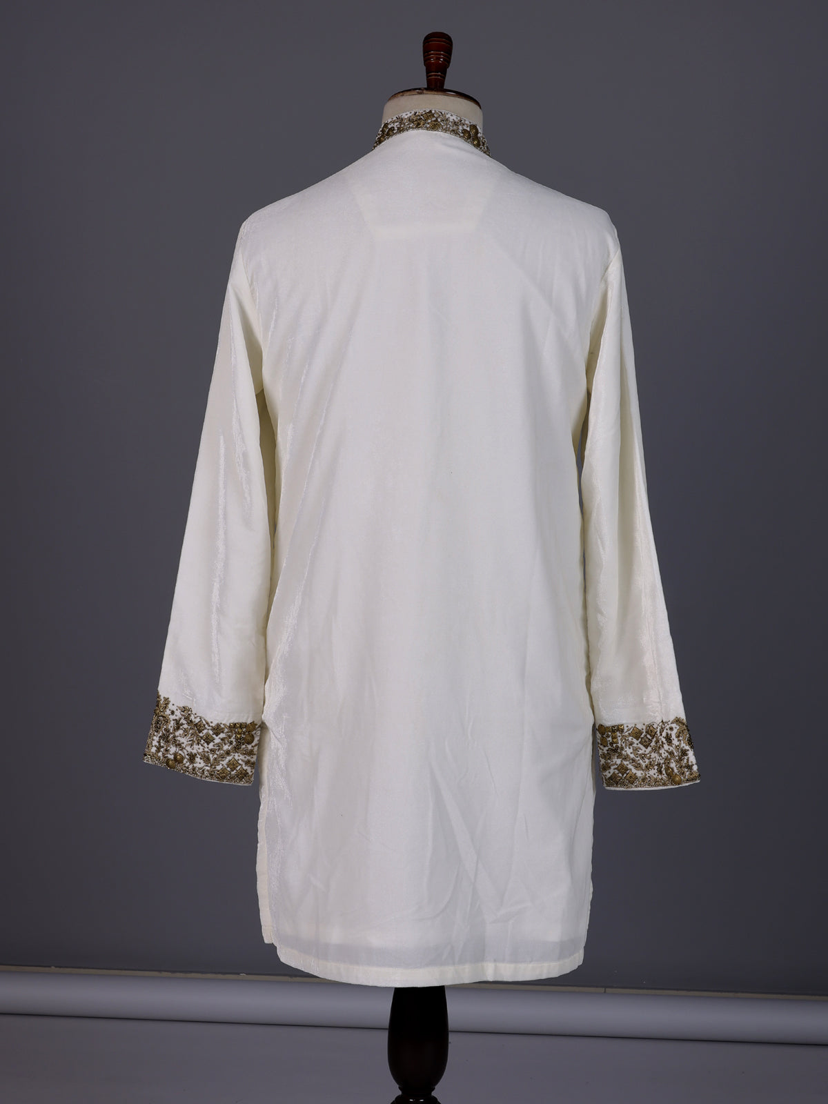 Cream premium silk blend kurta suit with elephant yoke
