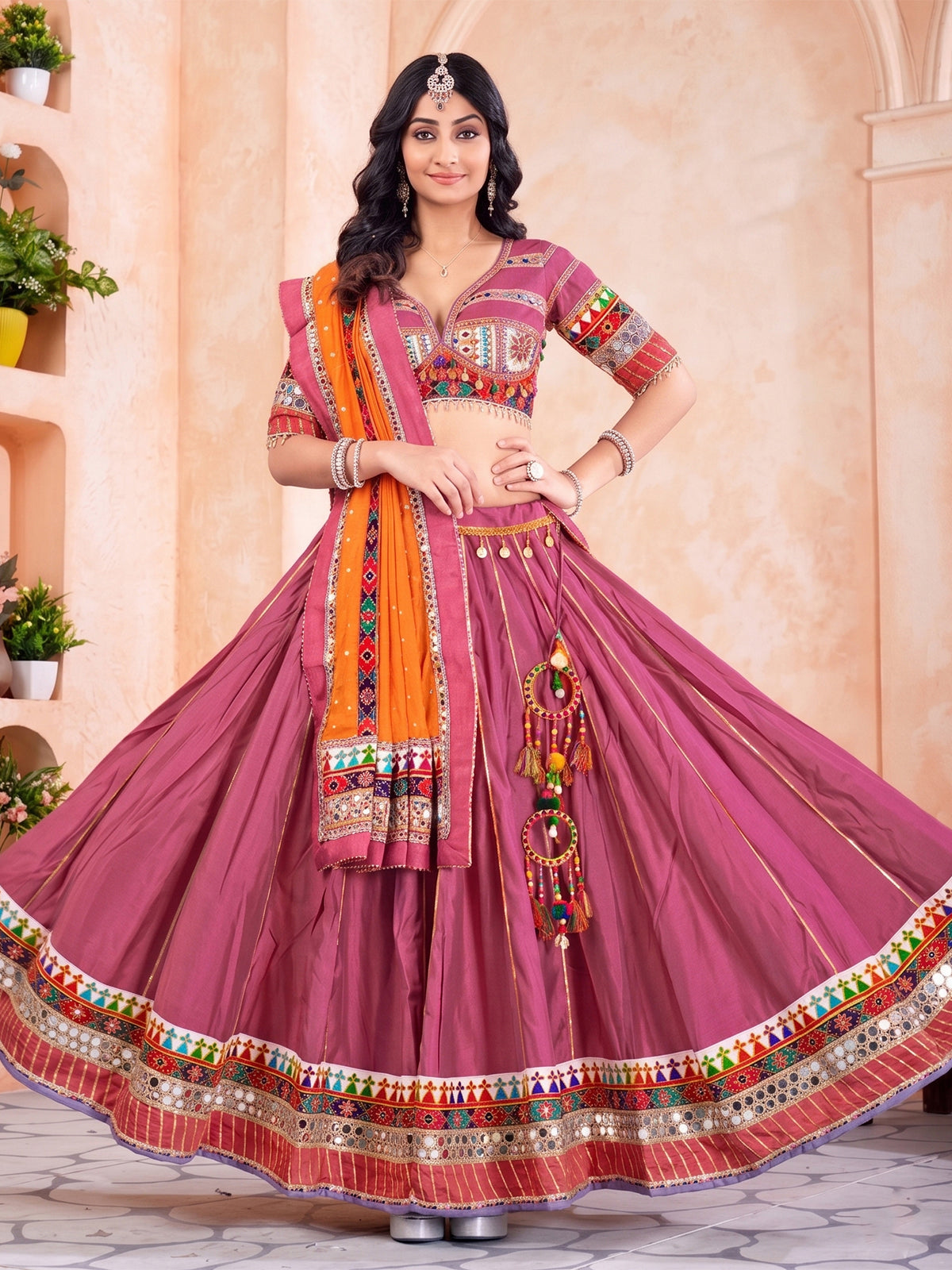 Onion pink festive women lehenga choli