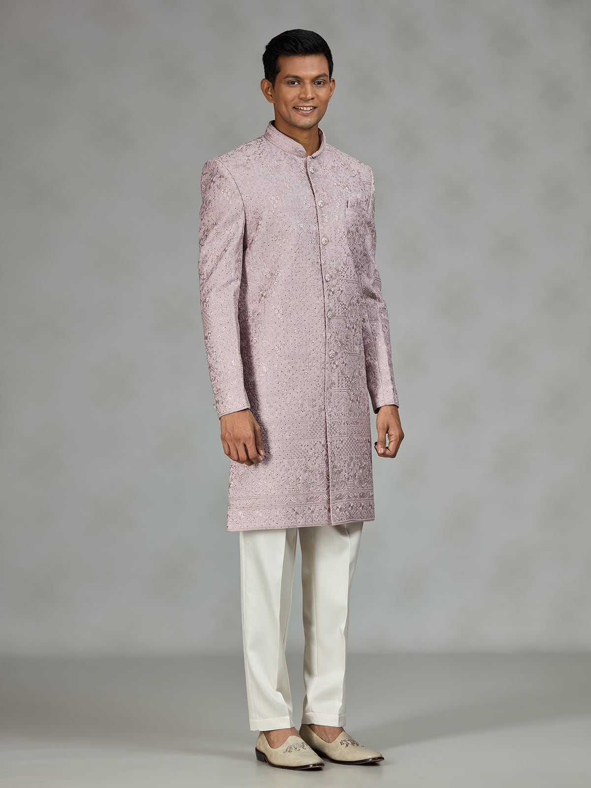 Onion pink refined mens sherwani