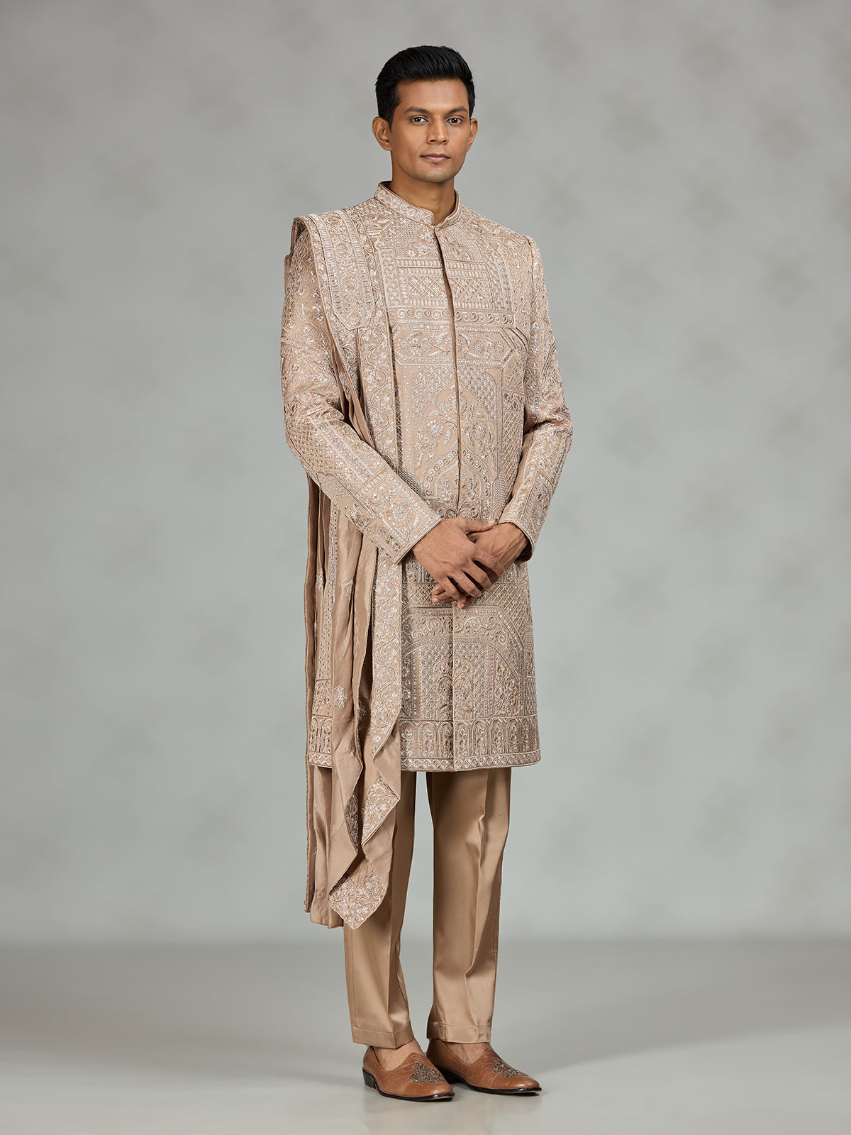 Dusty brown heritage mens sherwani