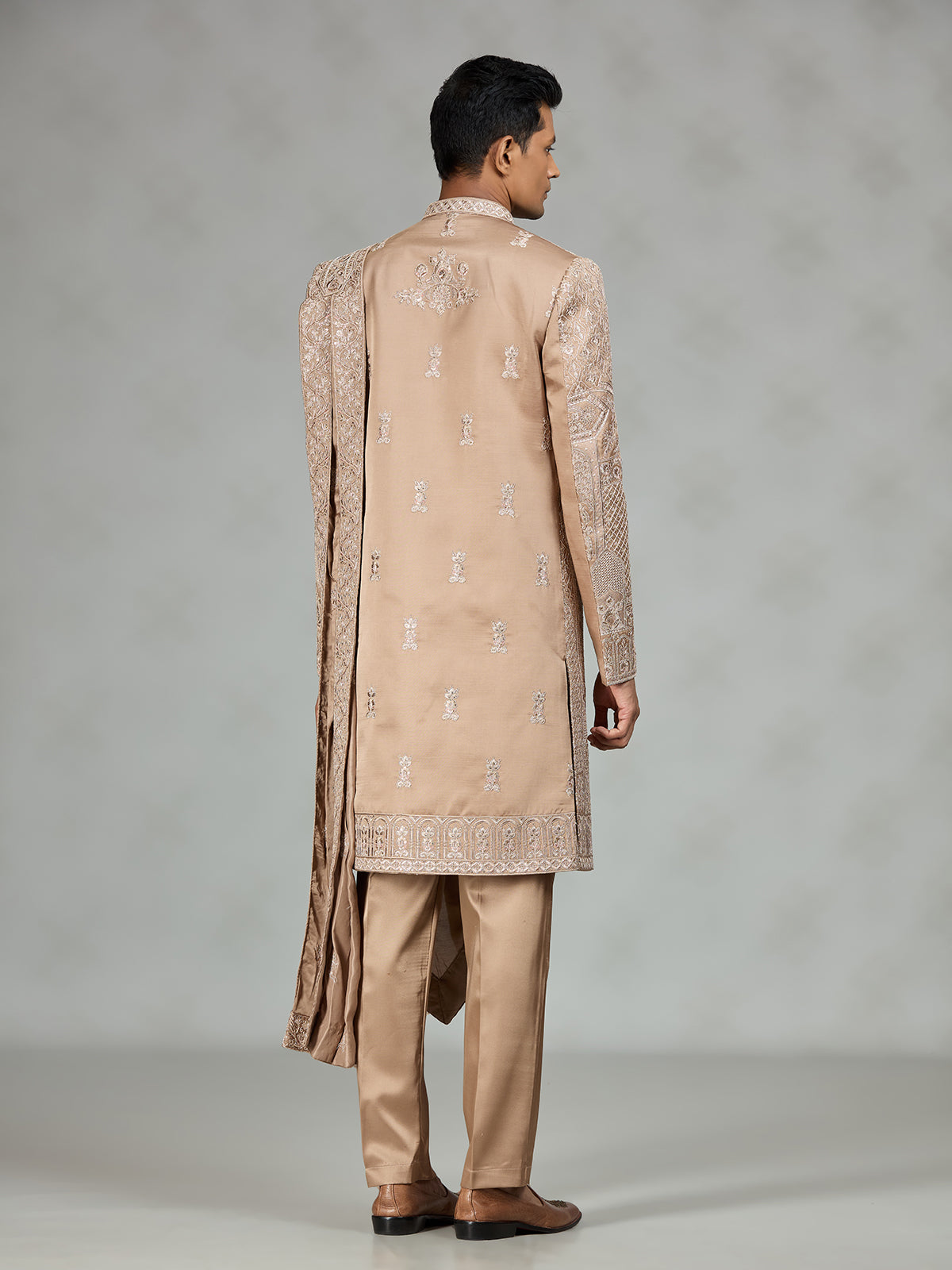 Dusty brown heritage mens sherwani