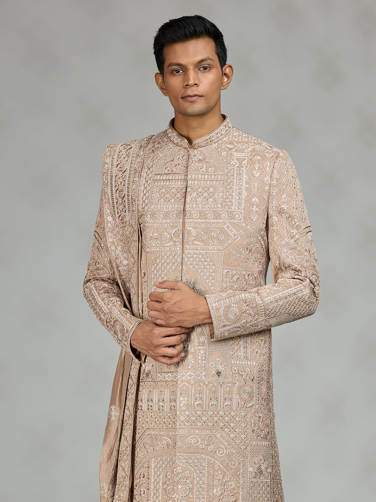 Dusty brown heritage mens sherwani