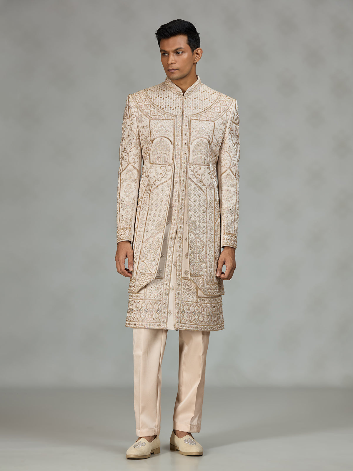 Champagne cream palace mens sherwani