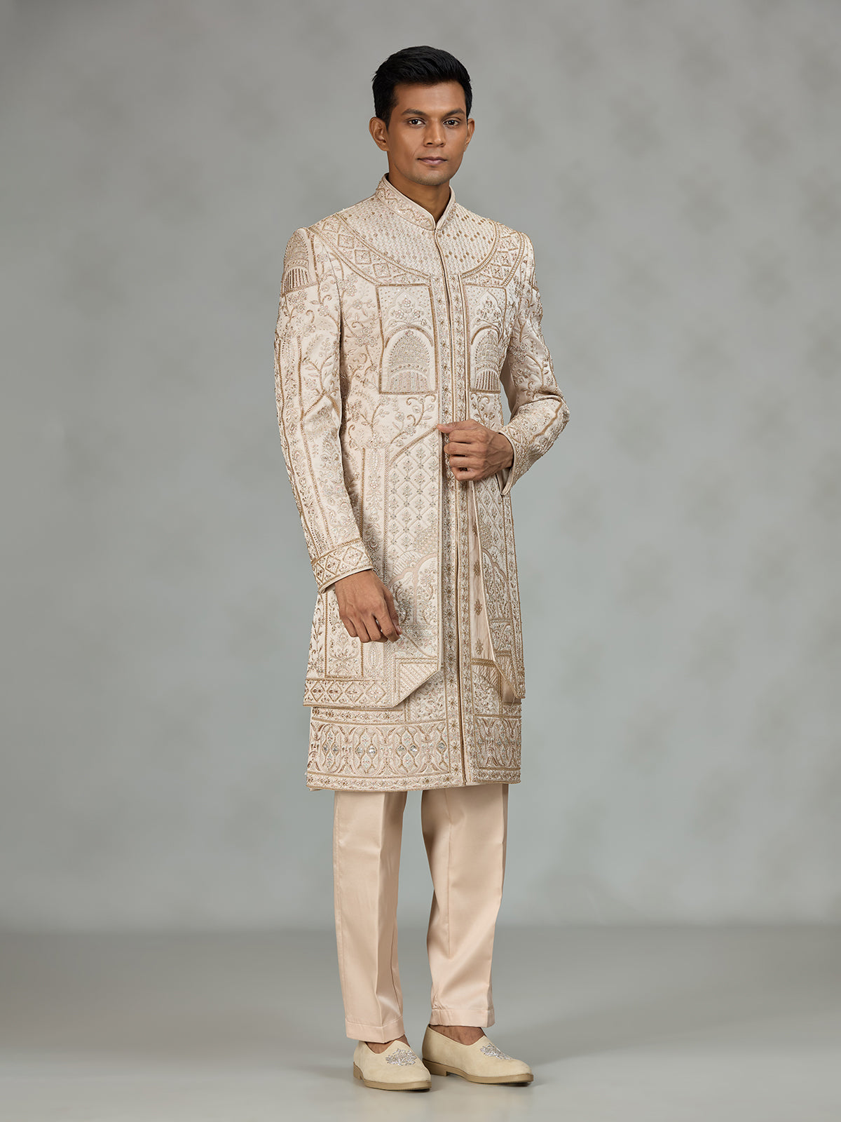 Champagne cream palace mens sherwani