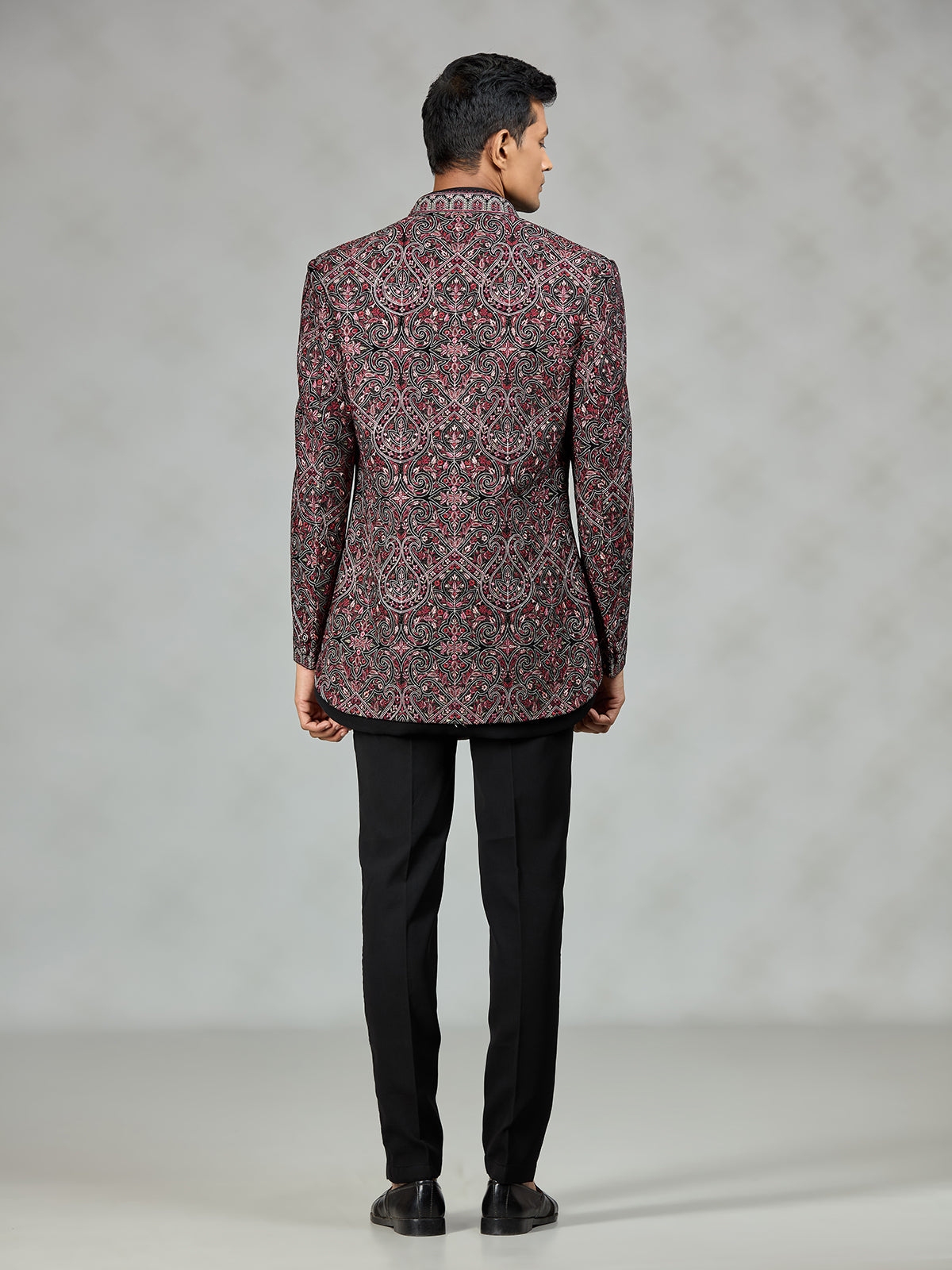 Black polished paisley mens indo western