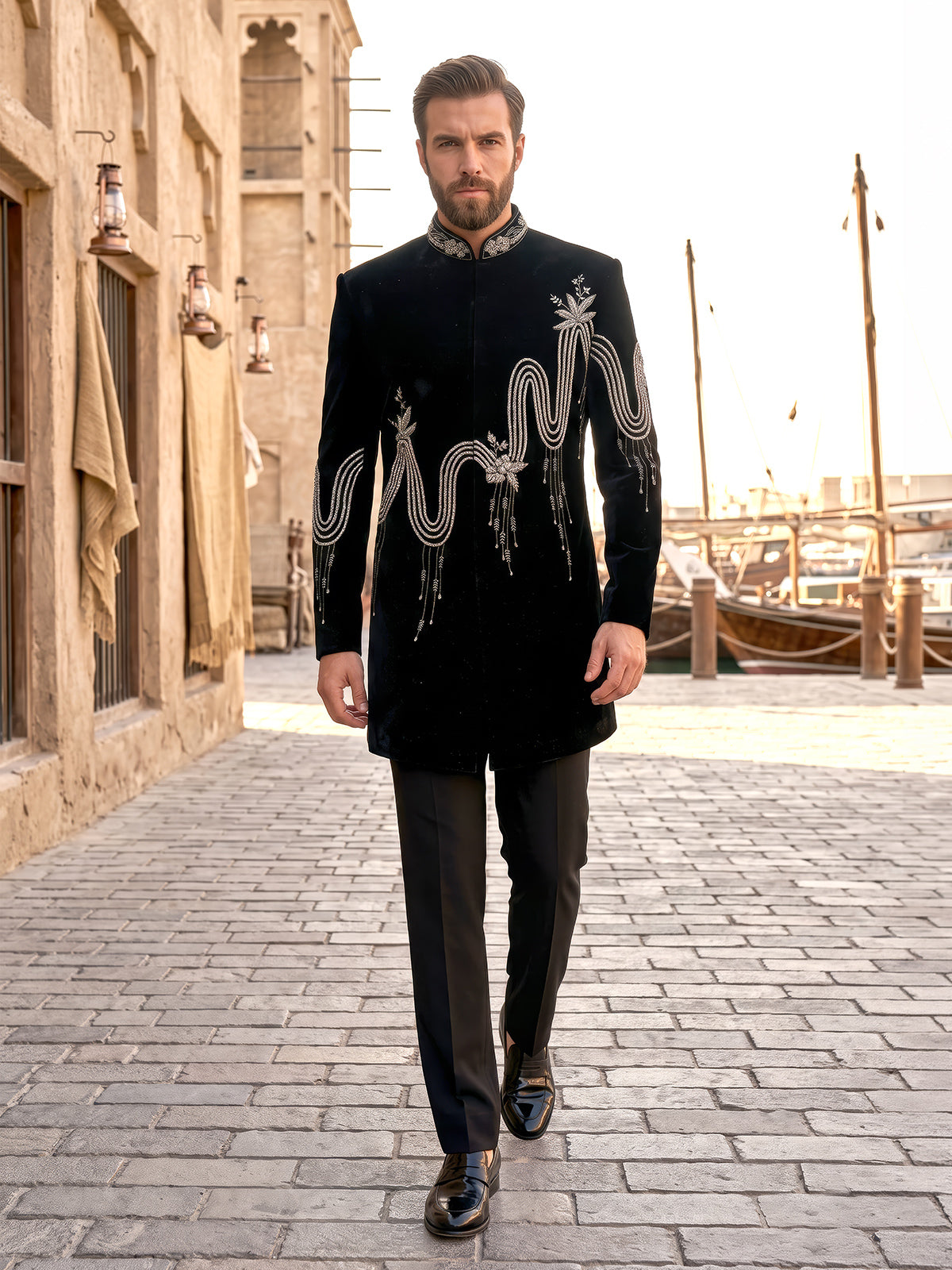 Black lavish mens indo western