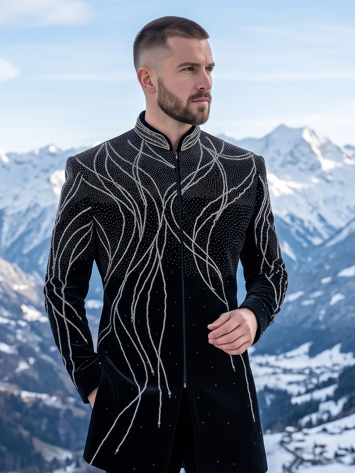 Black modern mens indo western