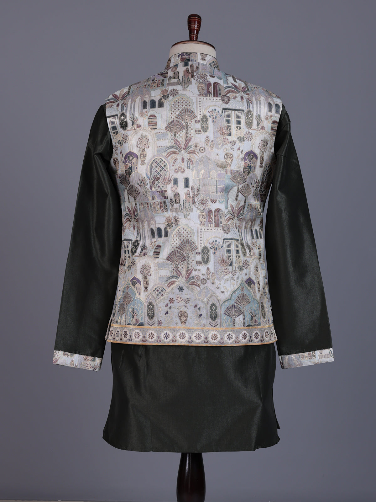 Deep forest green silk mens waistcoat set with heritage detailing
