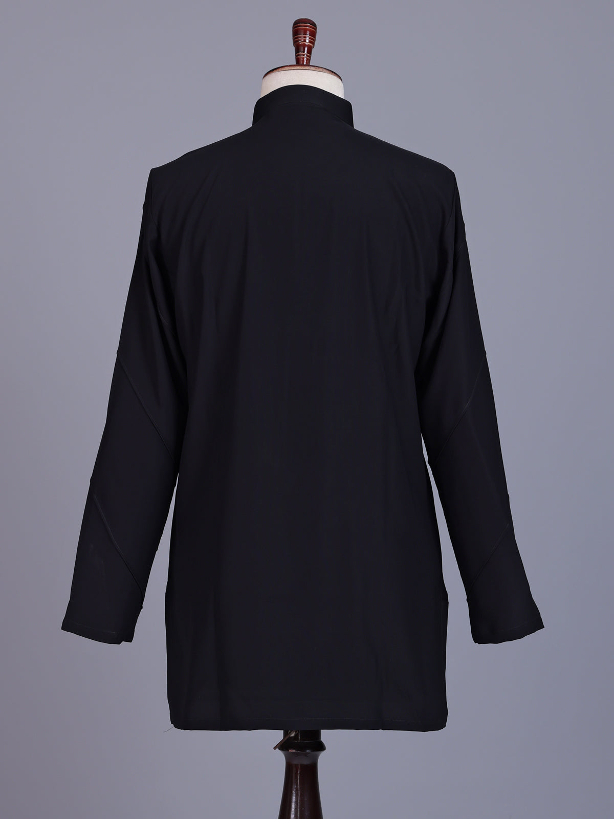 Black Poly-Viscose mens kurta suit with modern pintuck detailing