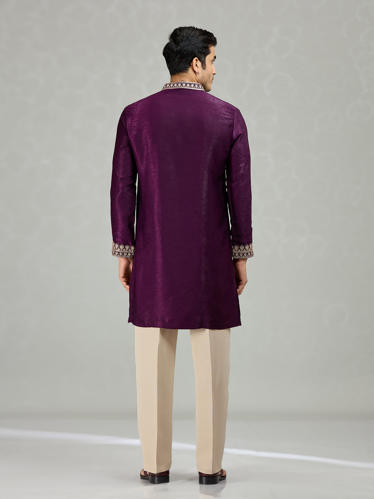 Purple Persian filigree velvet lavish men kurta suit