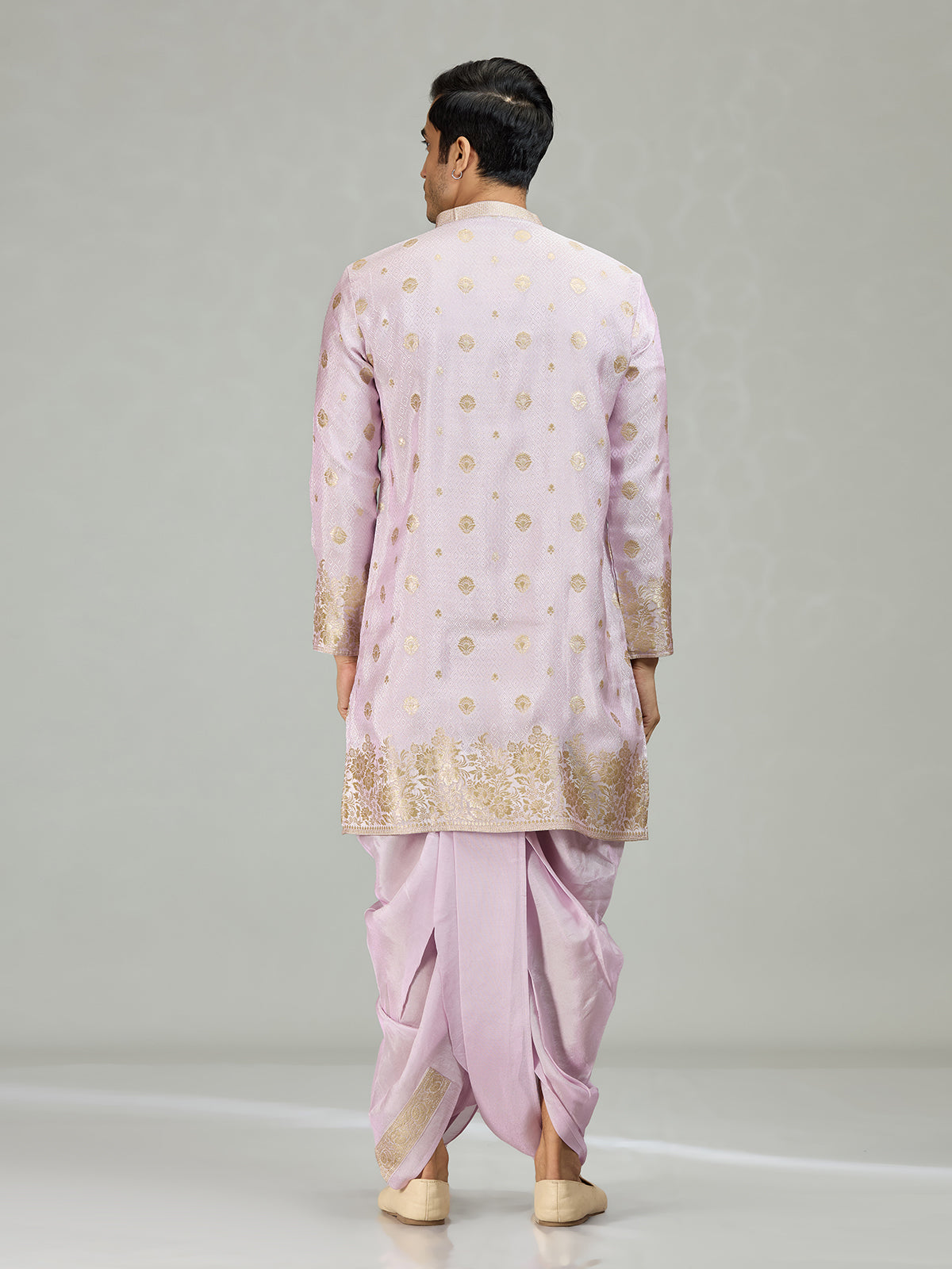 Lilac purple royal embroidered men kurta suit