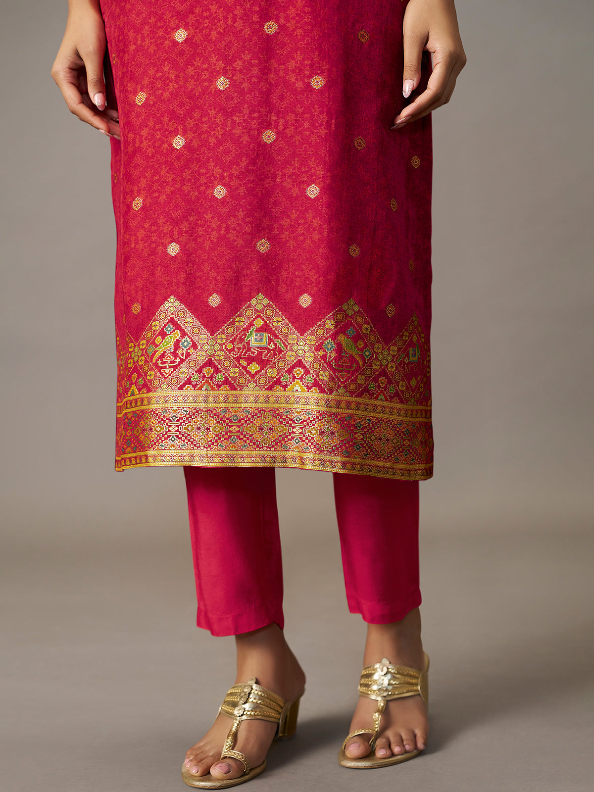Rani pink peacock festive women kurti set