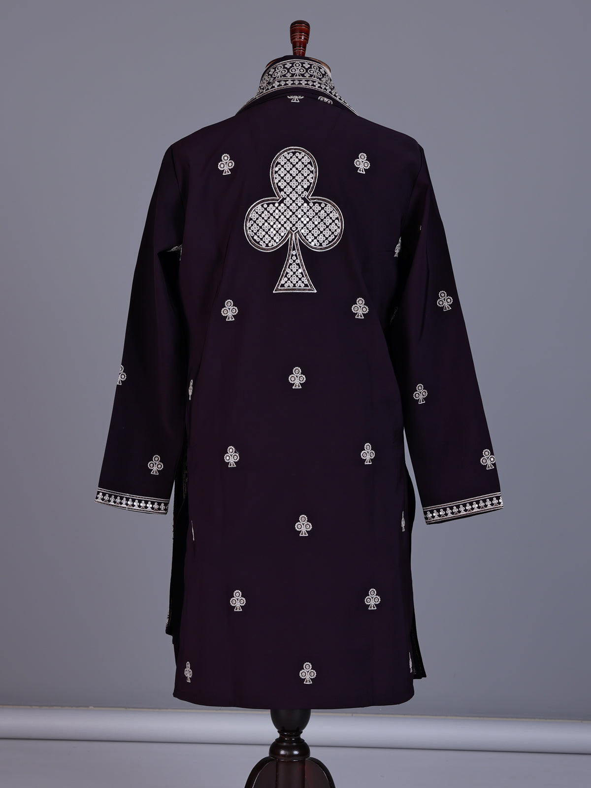 Dark wine georgette mens kurta suit with embellished dupatta
