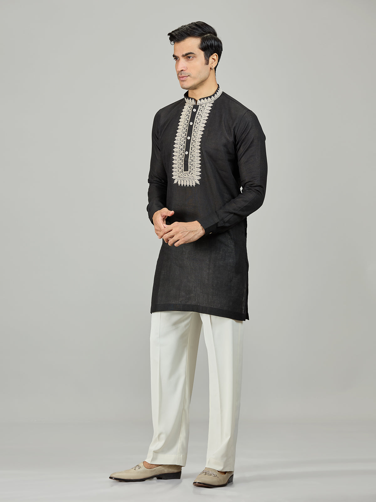 Black classic embroidered premium men kurta suit