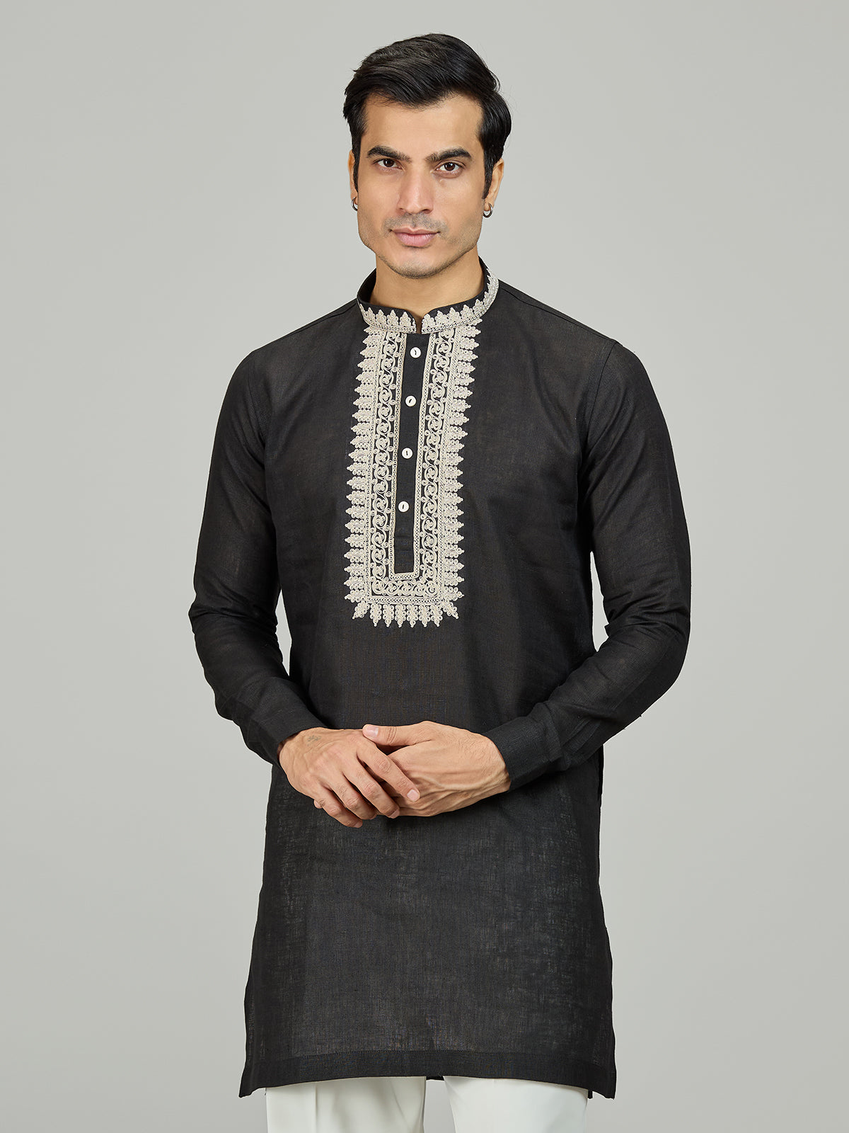 Black classic embroidered premium men kurta suit