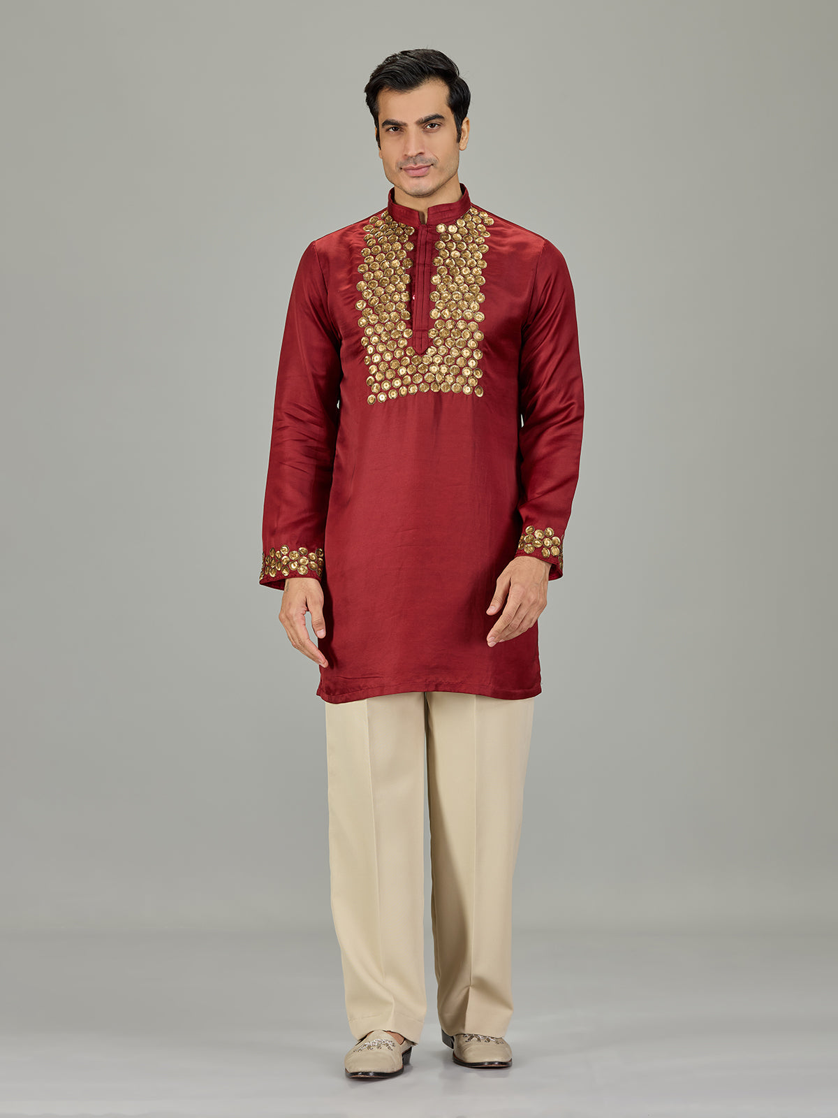 Maroon festive men kurta suit