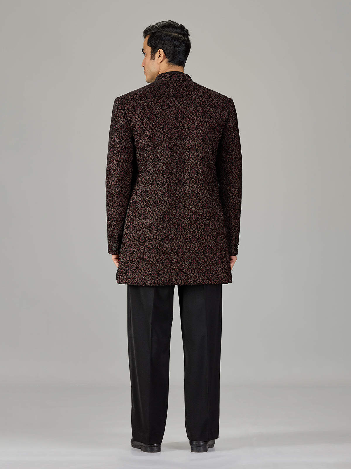 Black persian floral jacket men indo western