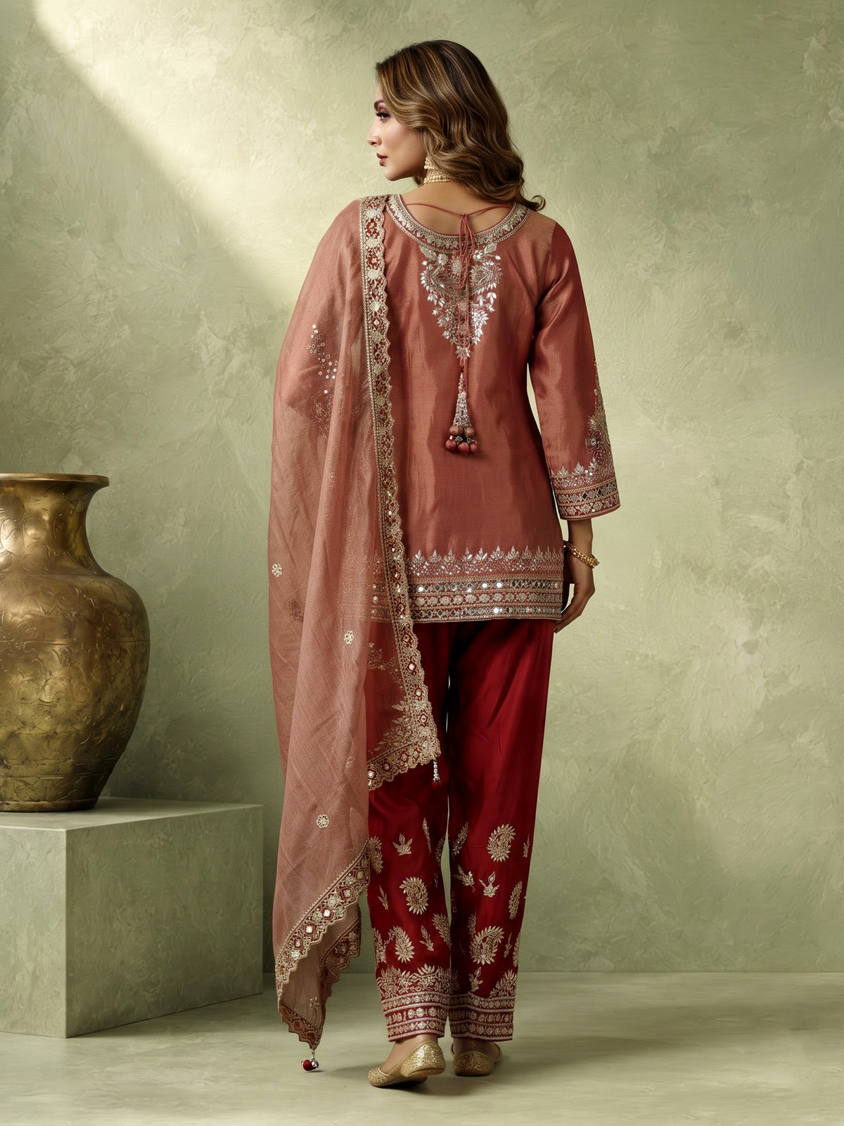 Rust onion pink regal women salwar suit
