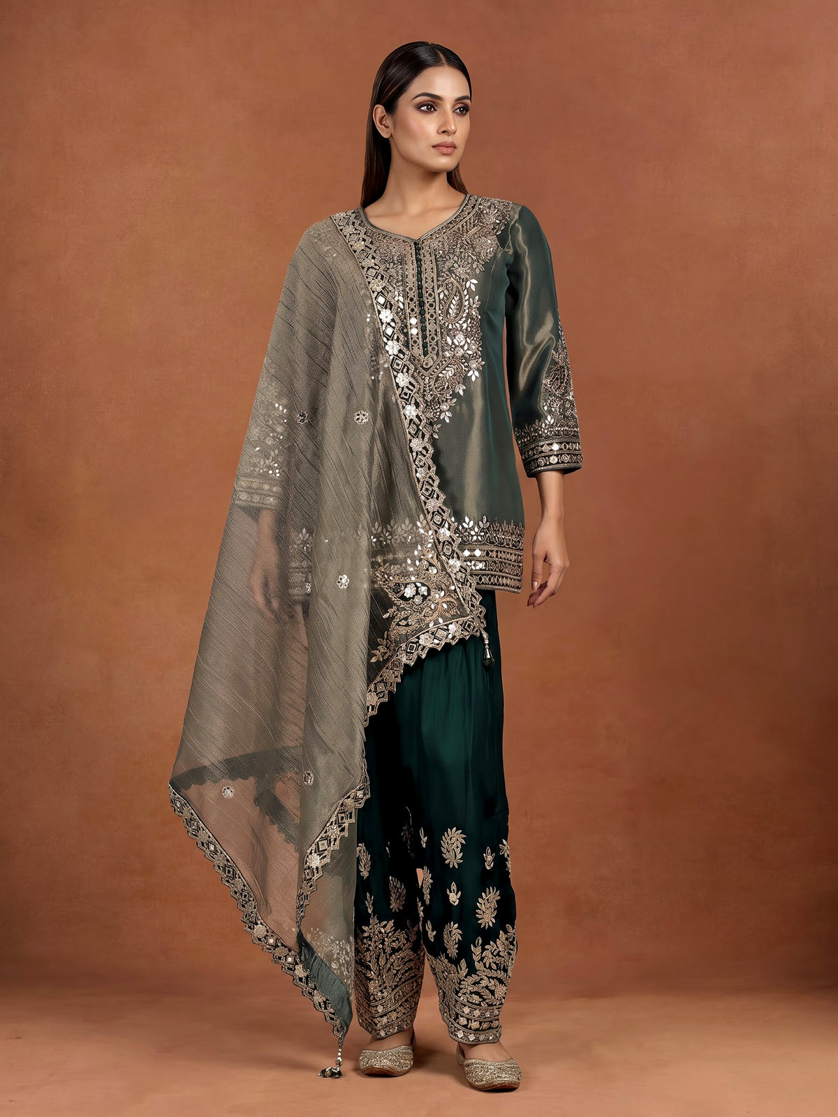 Bottle green punjabi luxury women salwar suit