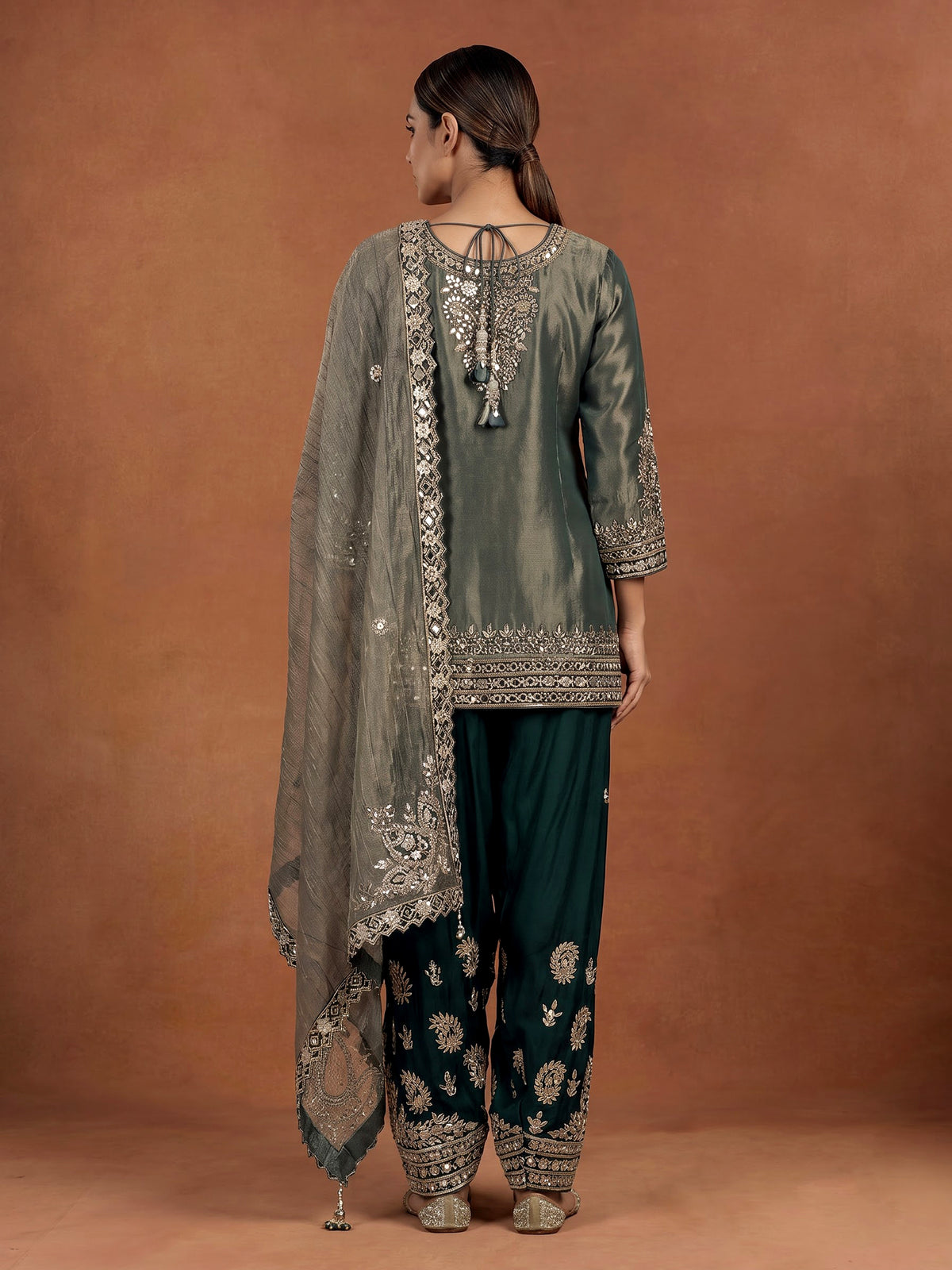 Bottle green punjabi luxury women salwar suit